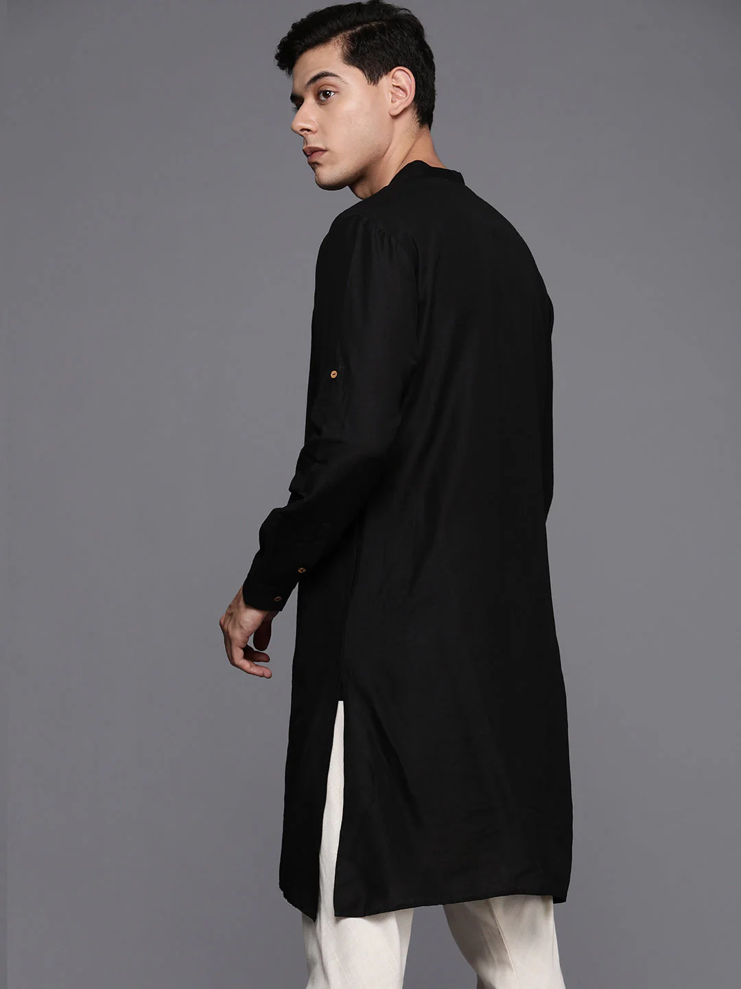 Indo Era Black Embroidered Cotton Straight Kurtas - Image 4