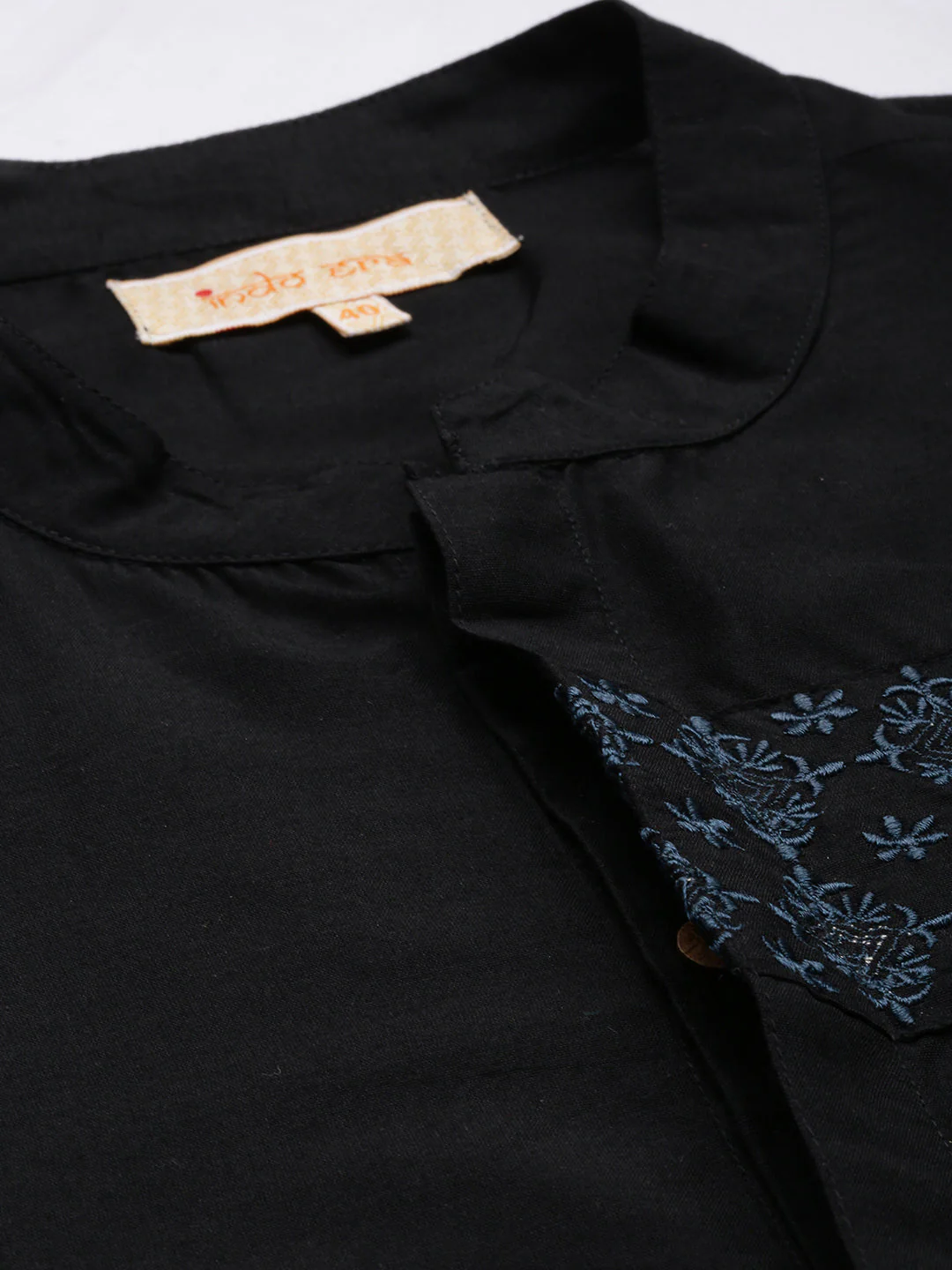 Indo Era Black Embroidered Cotton Straight Kurtas - Image 5