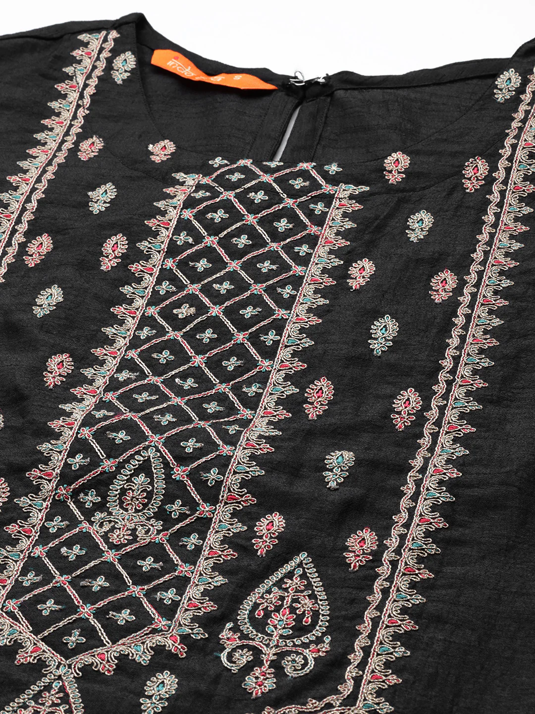 Indo Era Black Embroidred Kurta Trouser With Dupatta Set - Image 6