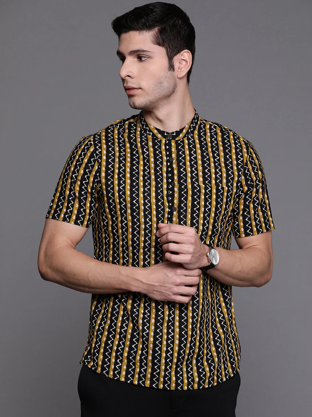 Indo Era Black Ethnic Motifs Cotton Straight Kurtas - Image 3