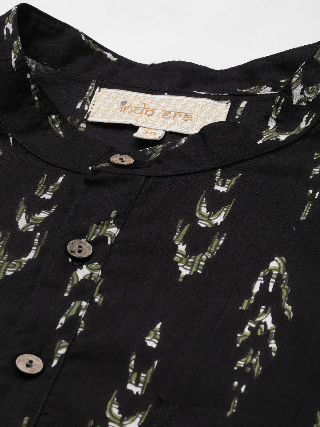 Indo Era Black Ethnic Motifs Cotton Straight Kurtas - Image 5