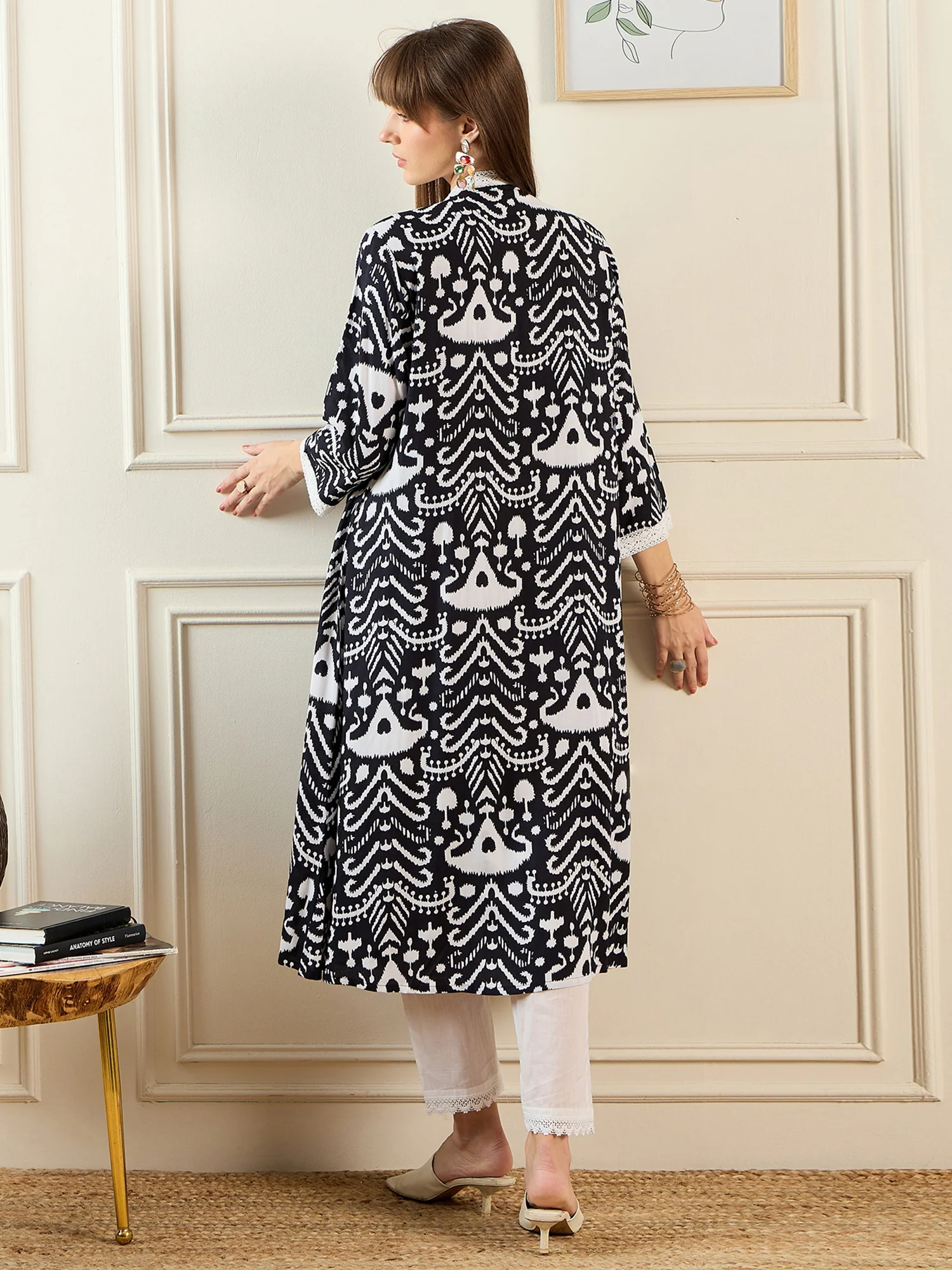 Indo Era Black Printed A-Line Kurtas - Image 5