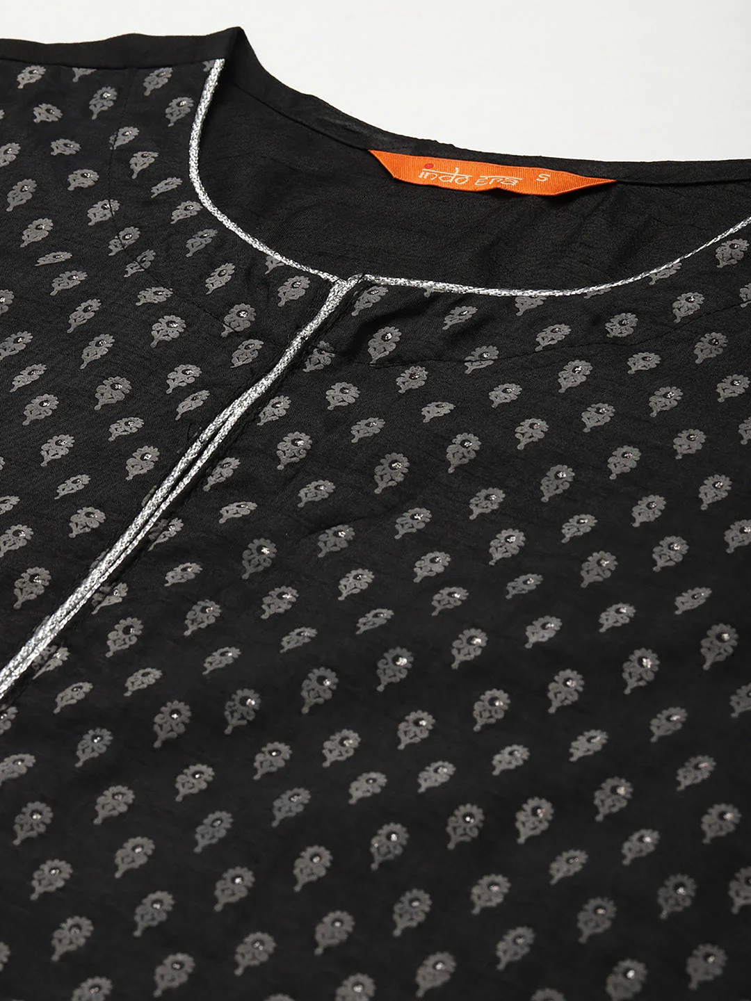 Indo Era Black Printed Straight Kurta Palazzo with Dupatta Set - Image 6