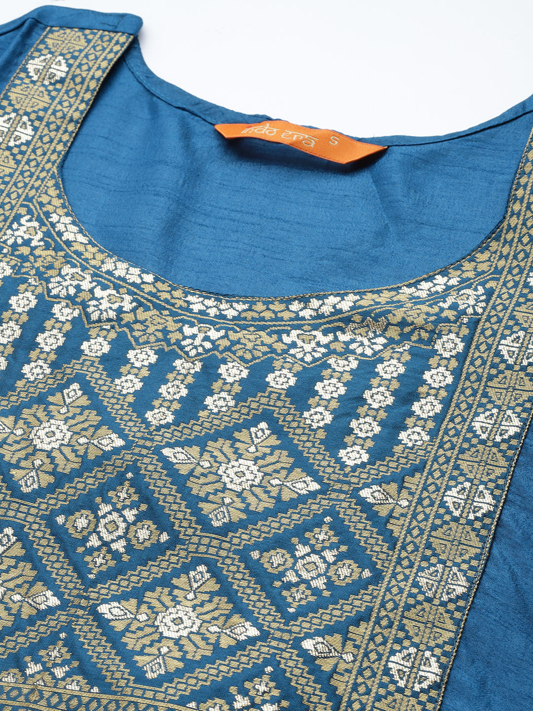 Indo Era Blue Solid Straight Kurta - Image 6