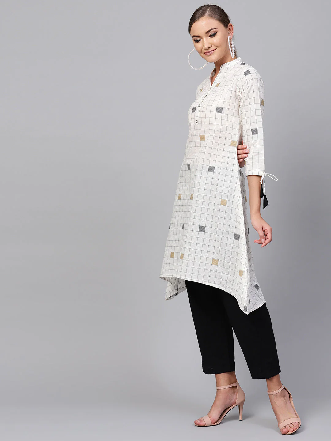 Indo Era cream south cotton Saga High-Low Kurta - Image 3