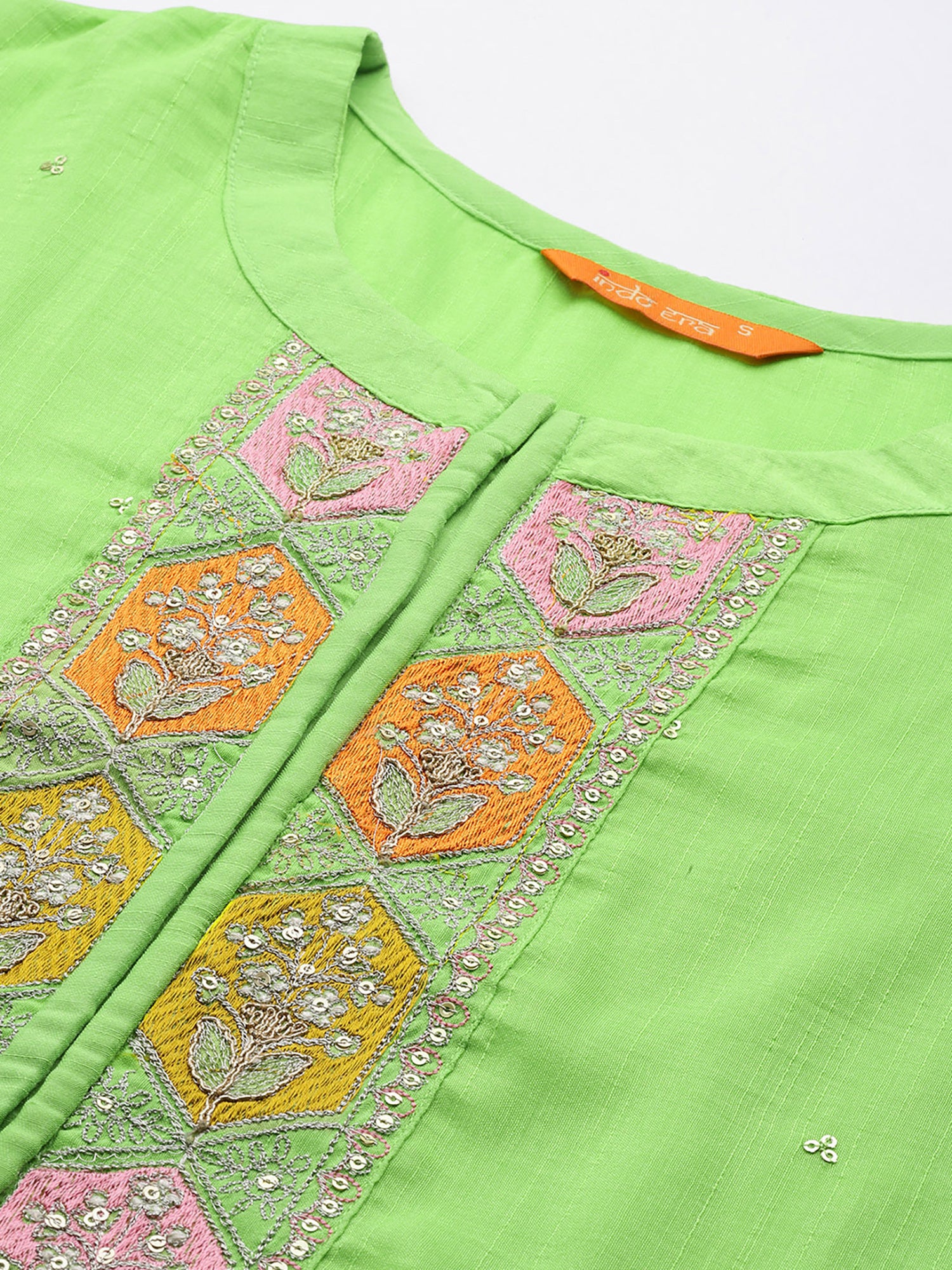 Indo Era Green Embroidered Straight Kurta Trouser With Dupatta Set - Image 5