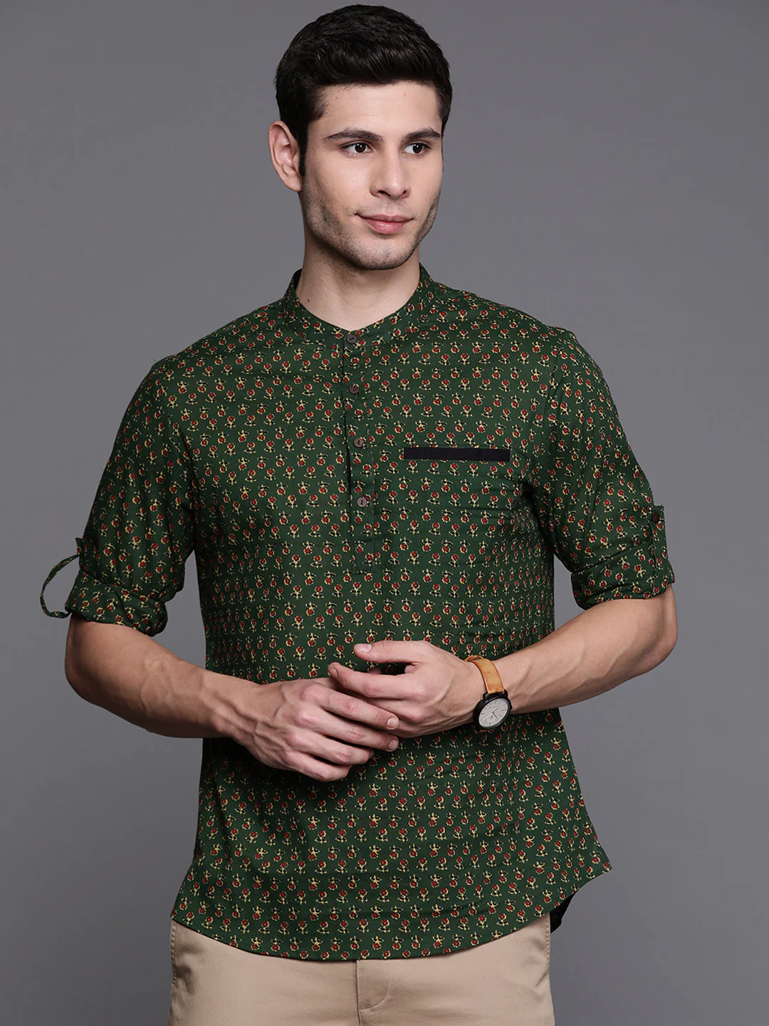 Indo Era Green Ethnic Motifs Cotton Straight Kurtas - Image 3