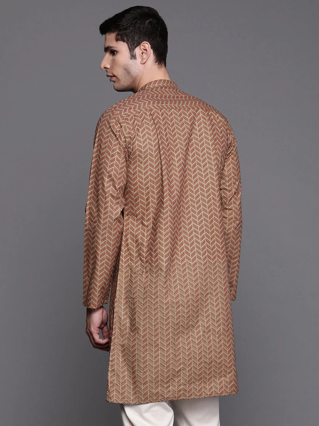 Green Herringbone Cotton Straight Kurtas - Image 4