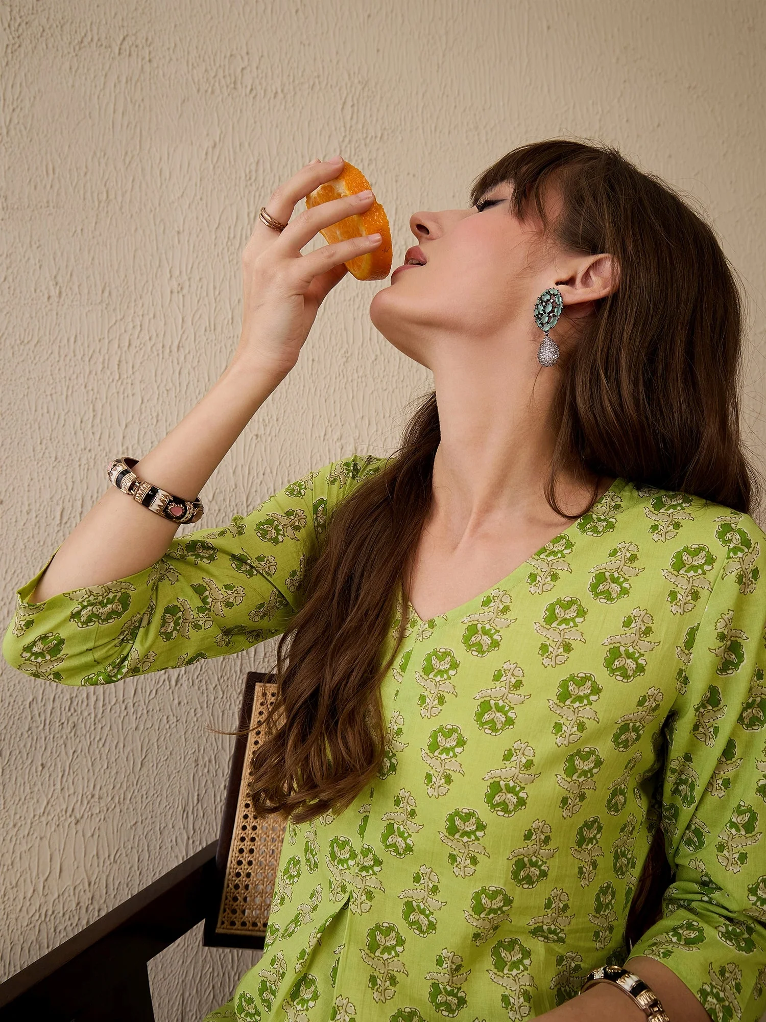 Indo Era Green Printed A-Line Kurtas - Image 3