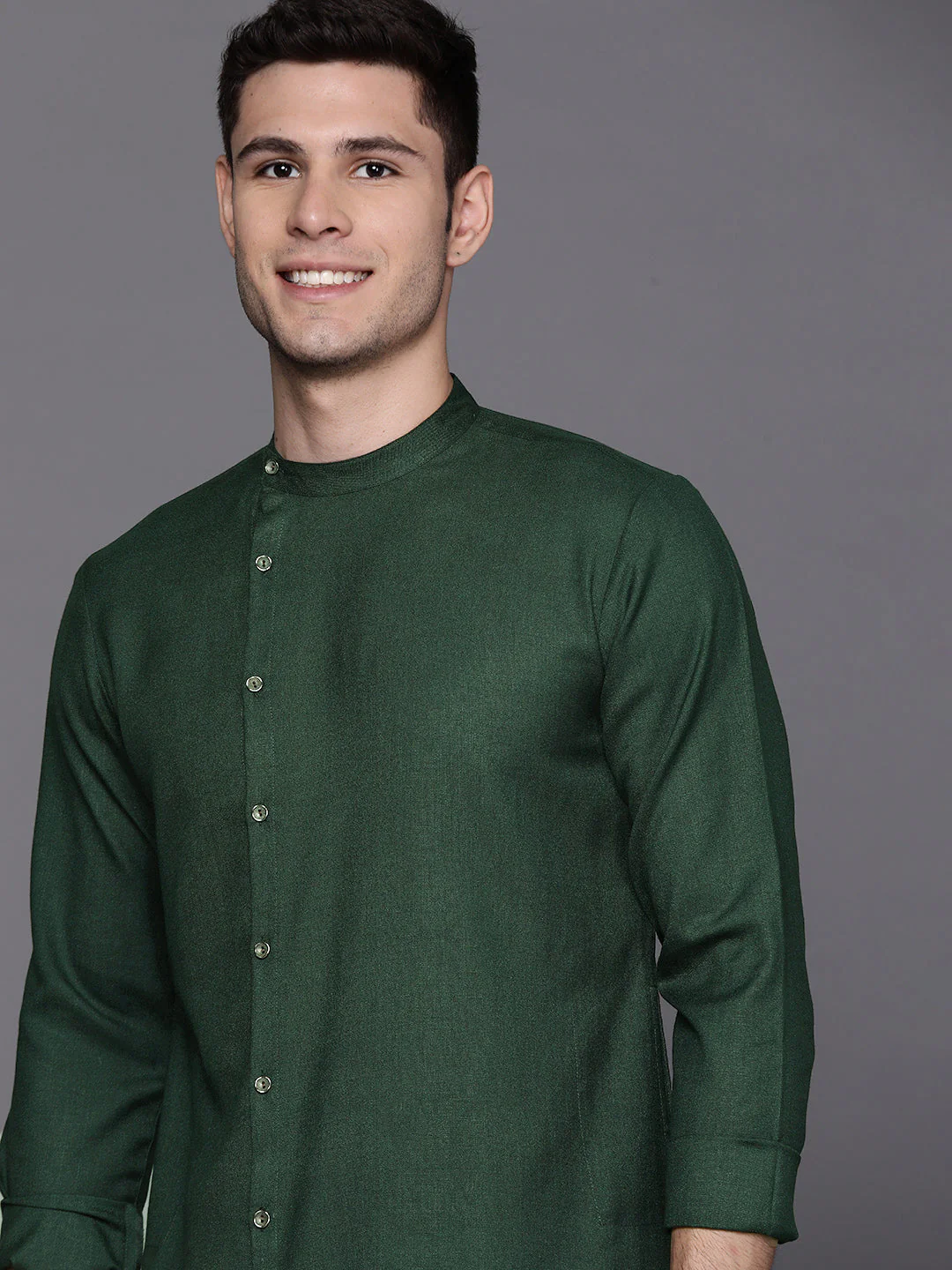 Indo Era Green Solid Cotton Blend Straight Kurtas - Image 4
