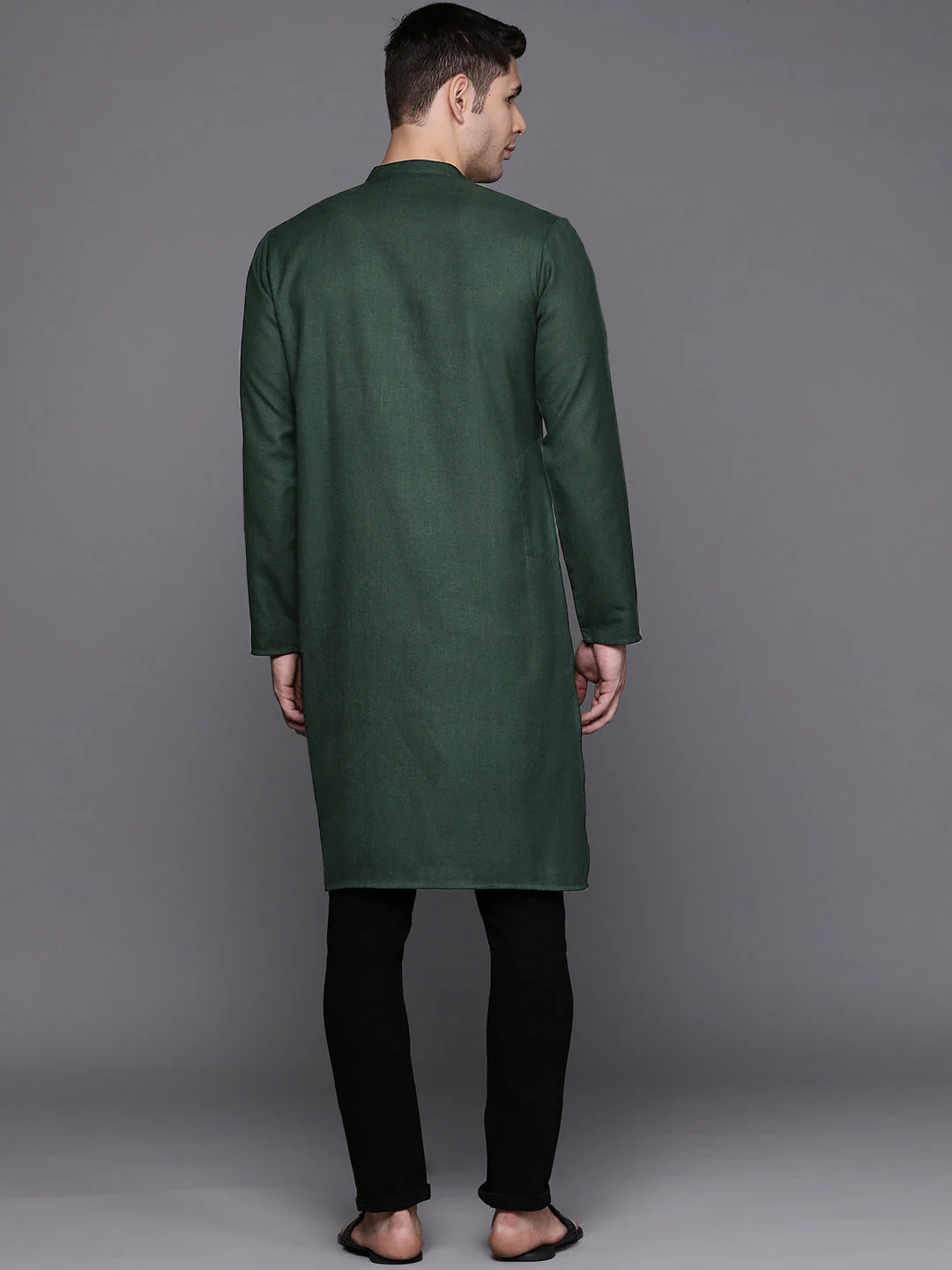 Indo Era Green Solid Cotton Blend Straight Kurtas - Image 4