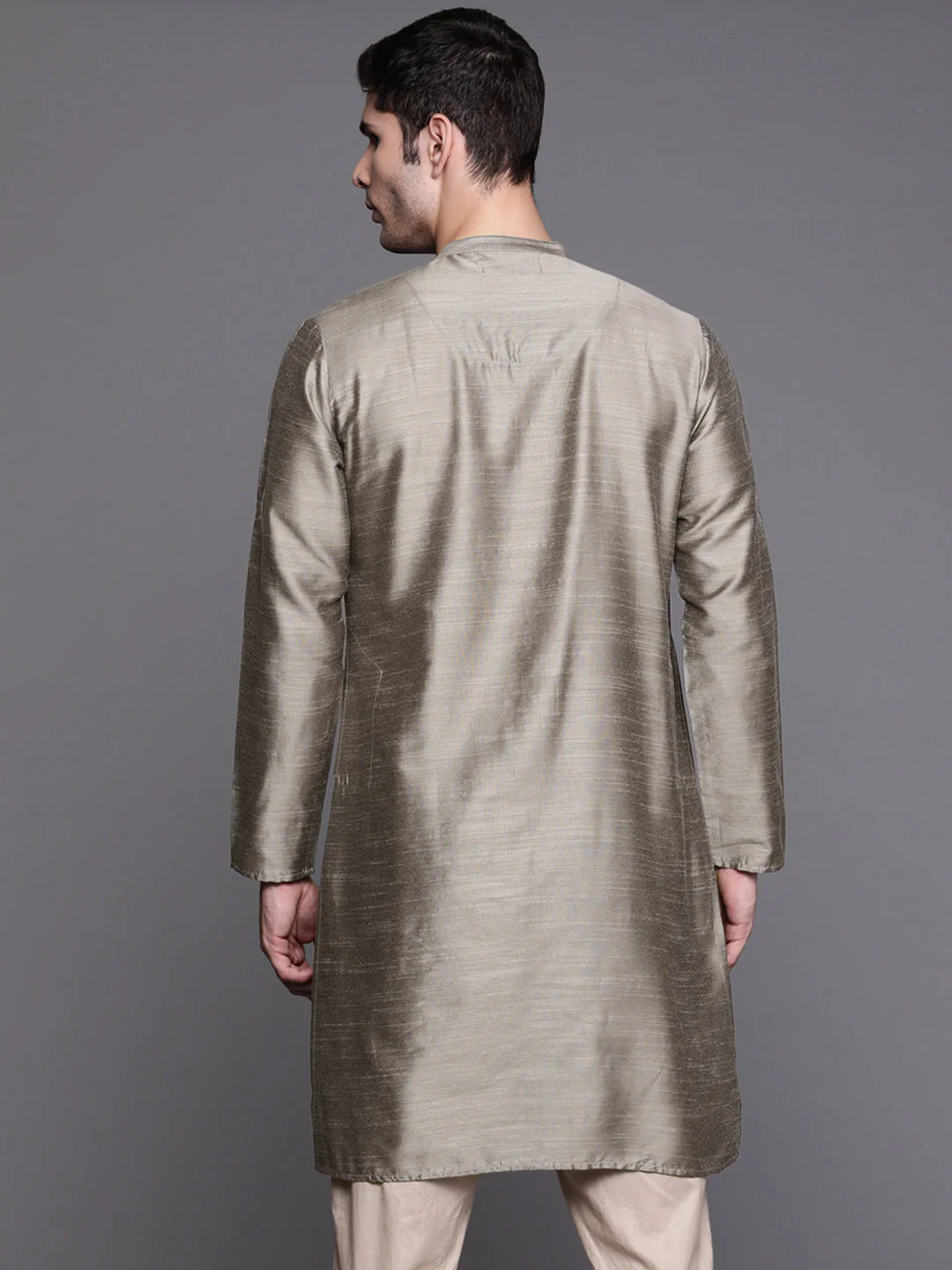 Indo Era Grey Embroidered Chanderi Cotton Straight Kurtas - Image 5