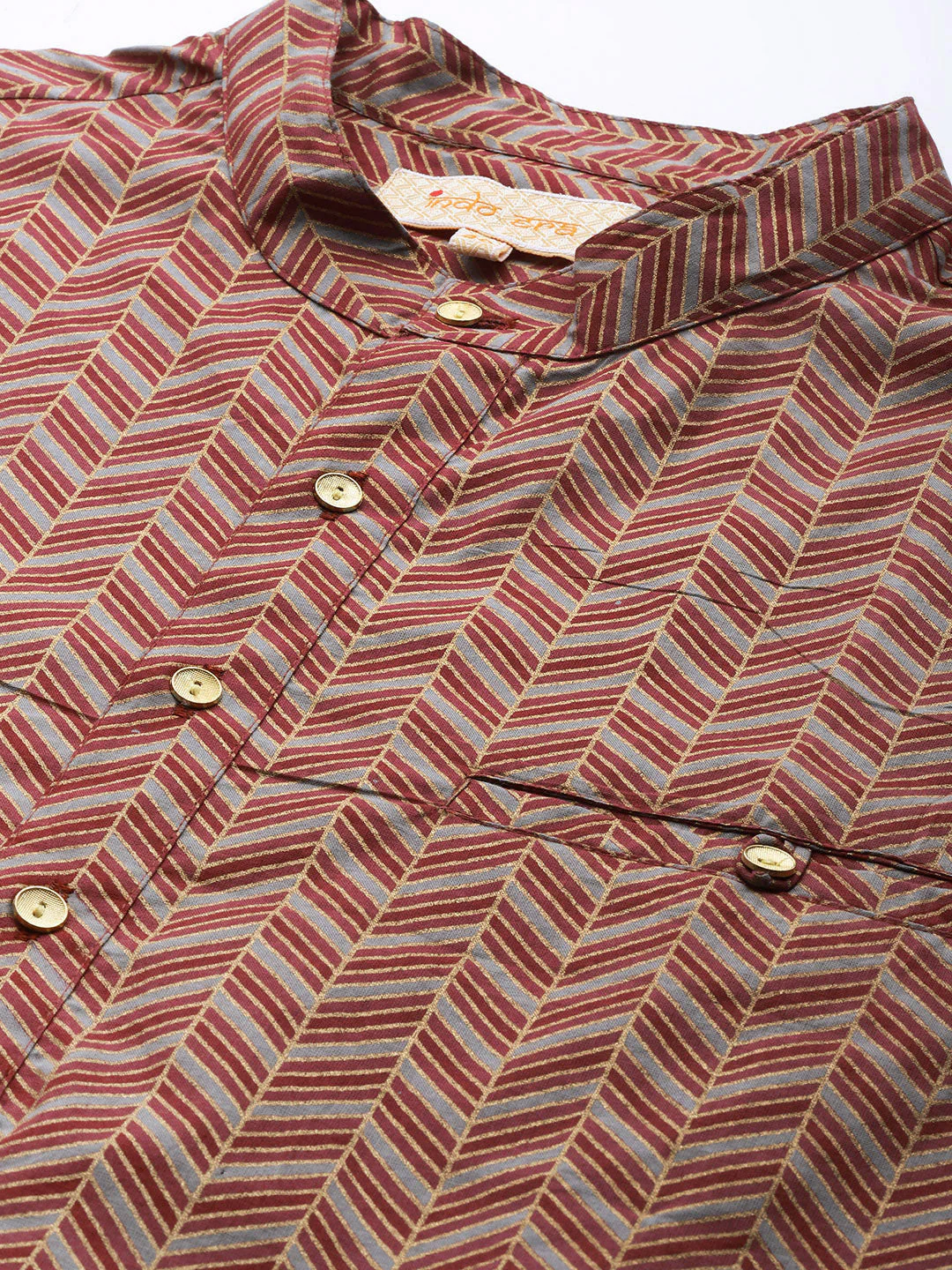 Indo Era Grey Herringbone Cotton Straight Kurtas - Image 5