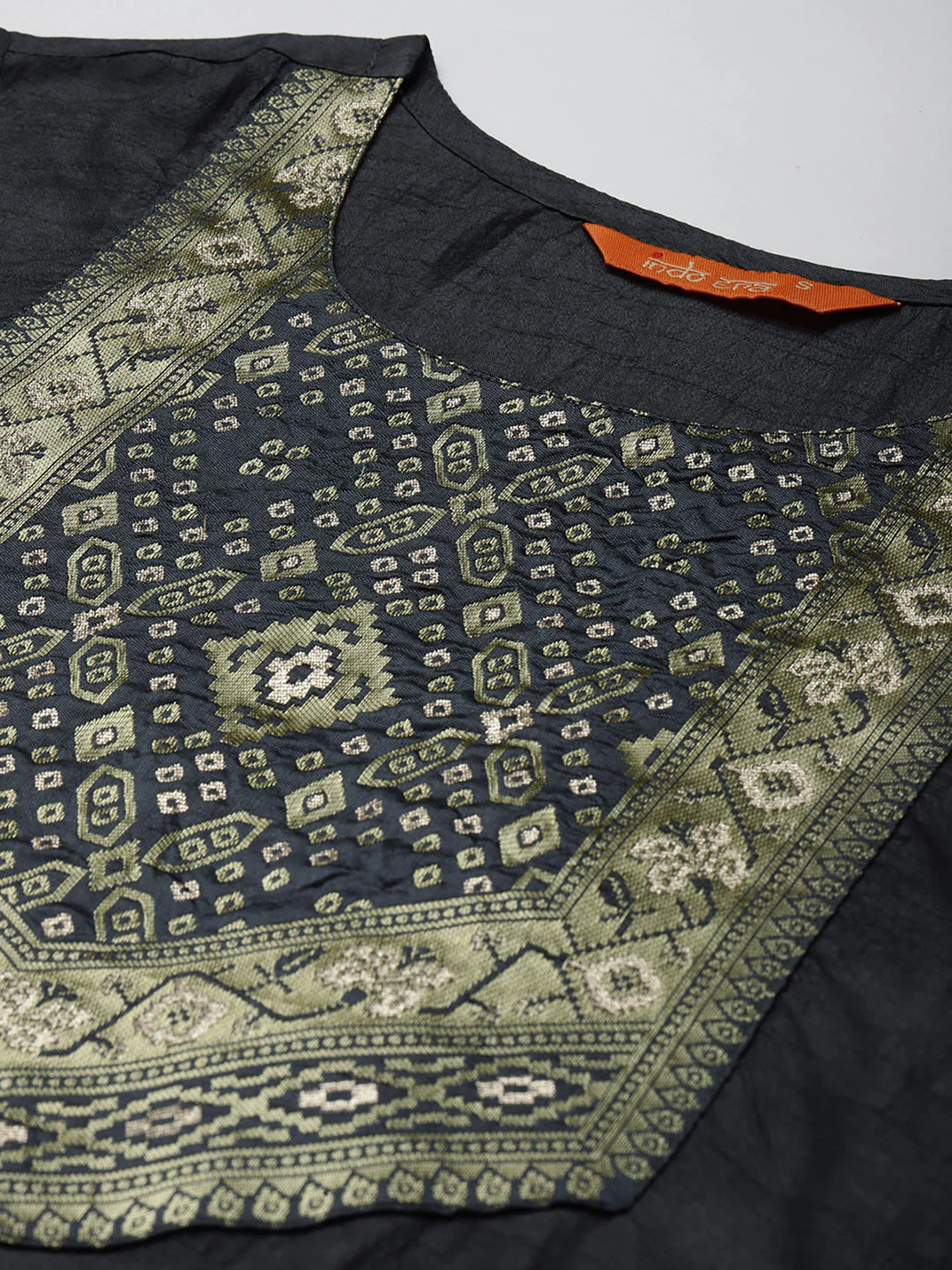 Indo Era Grey Solid Straight Kurta - Image 6