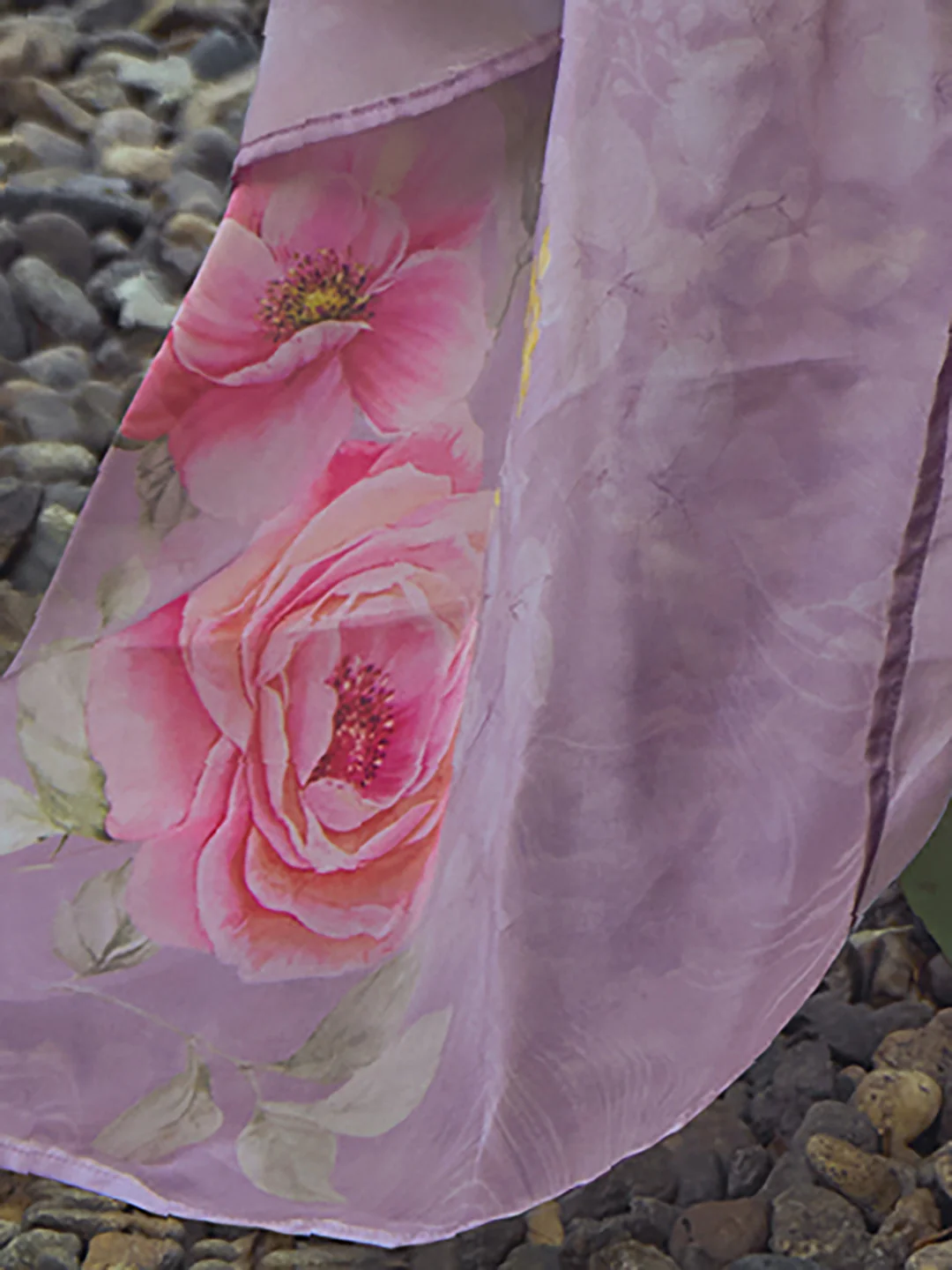 Lavender Floral Embroidered Pure Cotton Kurta With Trousers & Dupatta - Image 5