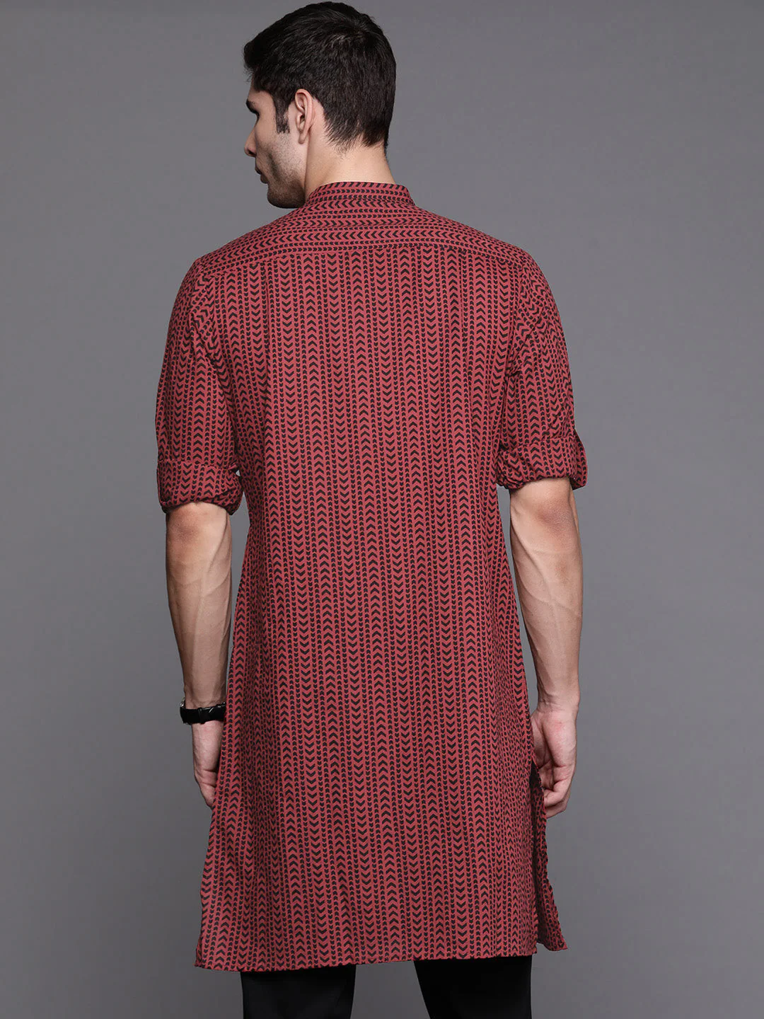 Maroon Aztec Print Cotton Straight Kurtas - Image 4