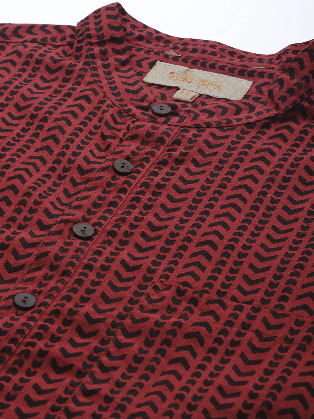 Maroon Aztec Print Cotton Straight Kurtas - Image 5