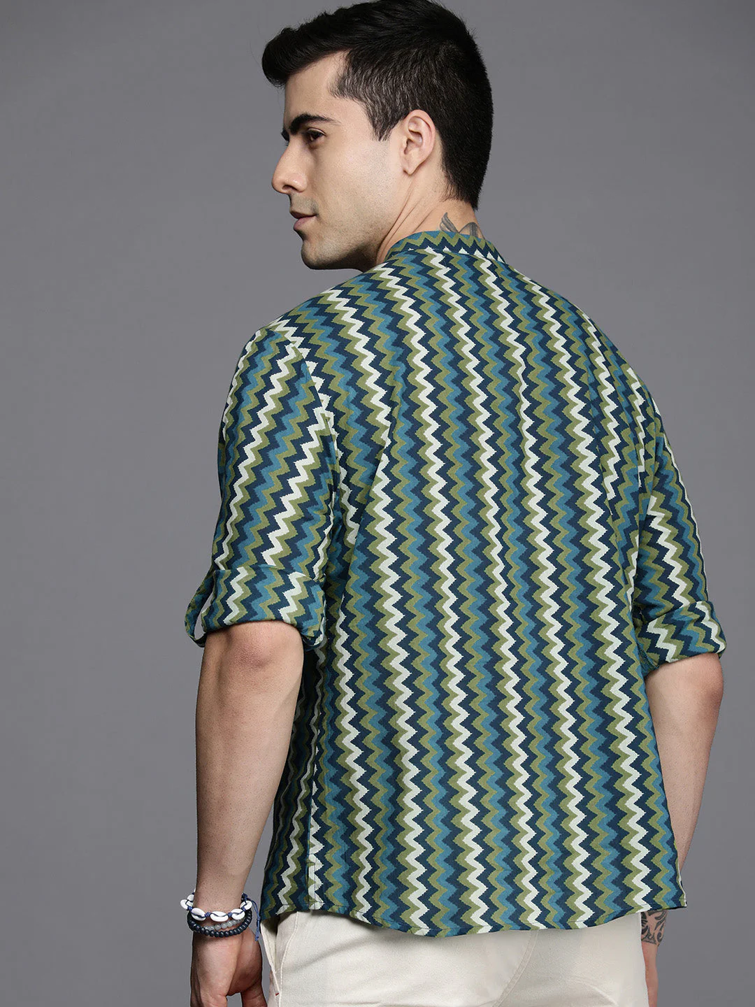 Indo Era Multicolored Chevron Cotton Straight Kurtas - Image 4