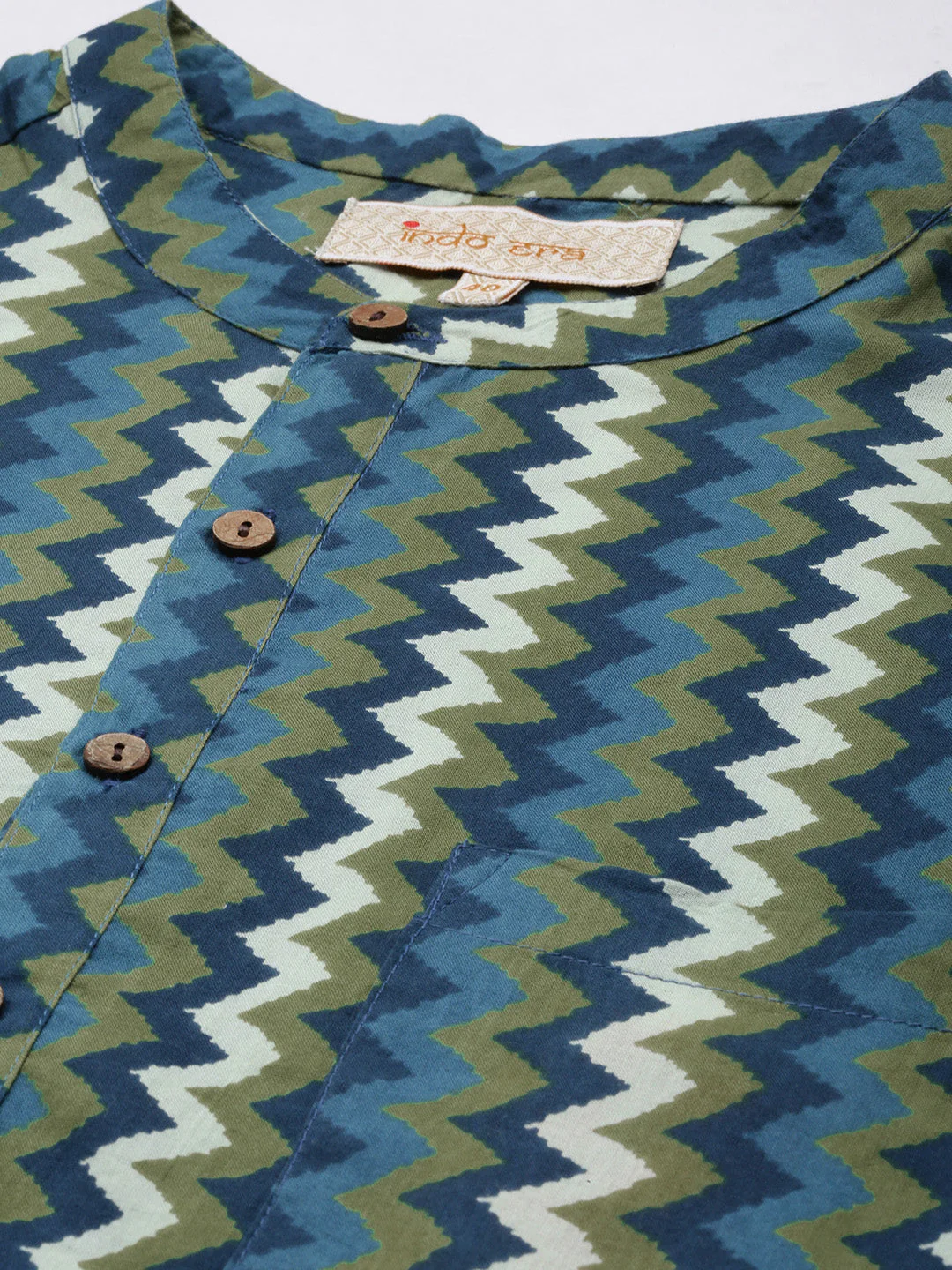 Indo Era Multicolored Chevron Cotton Straight Kurtas - Image 5