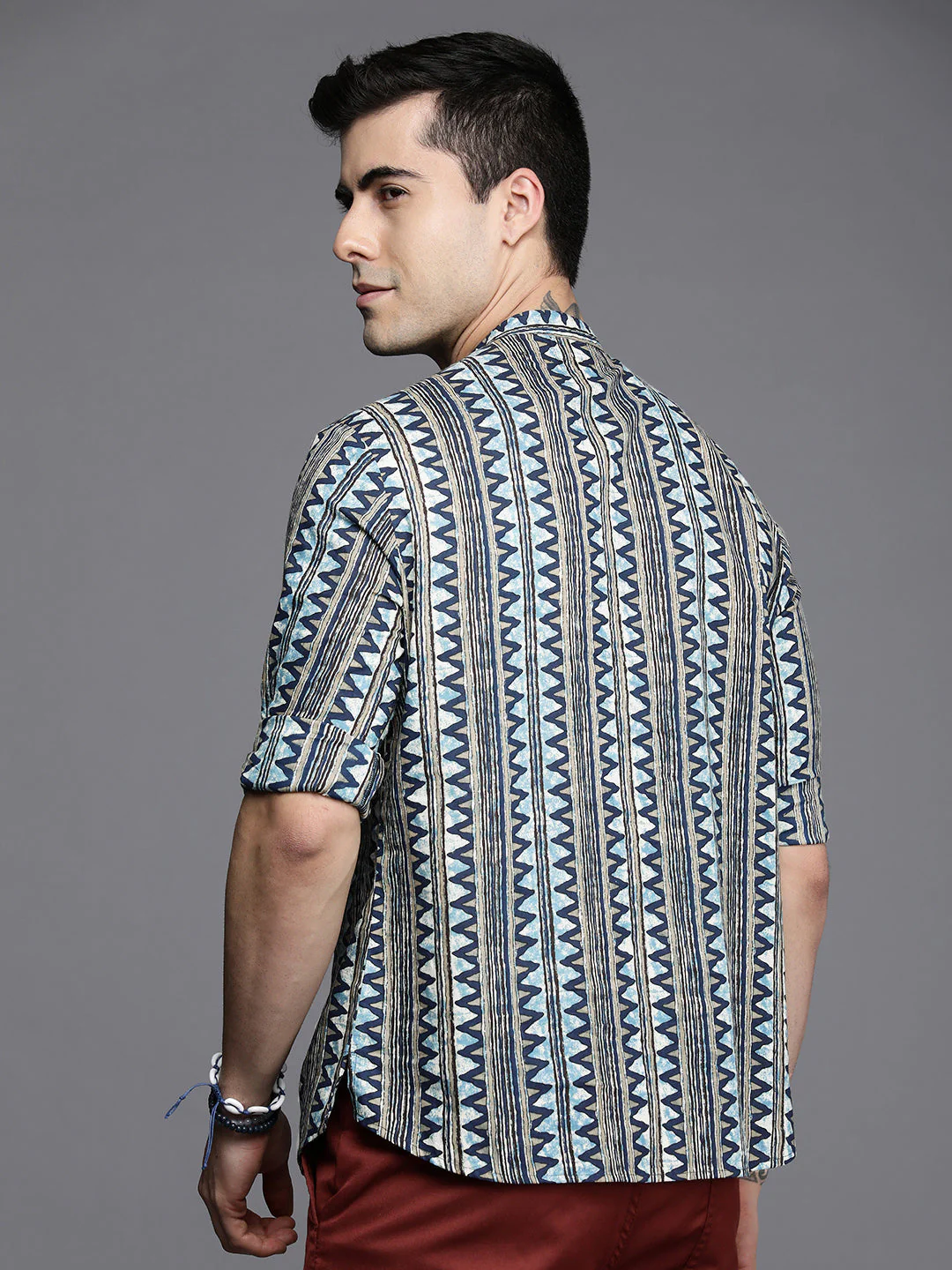 Indo Era Multicolored Chevron Cotton Straight Kurtas - Image 4