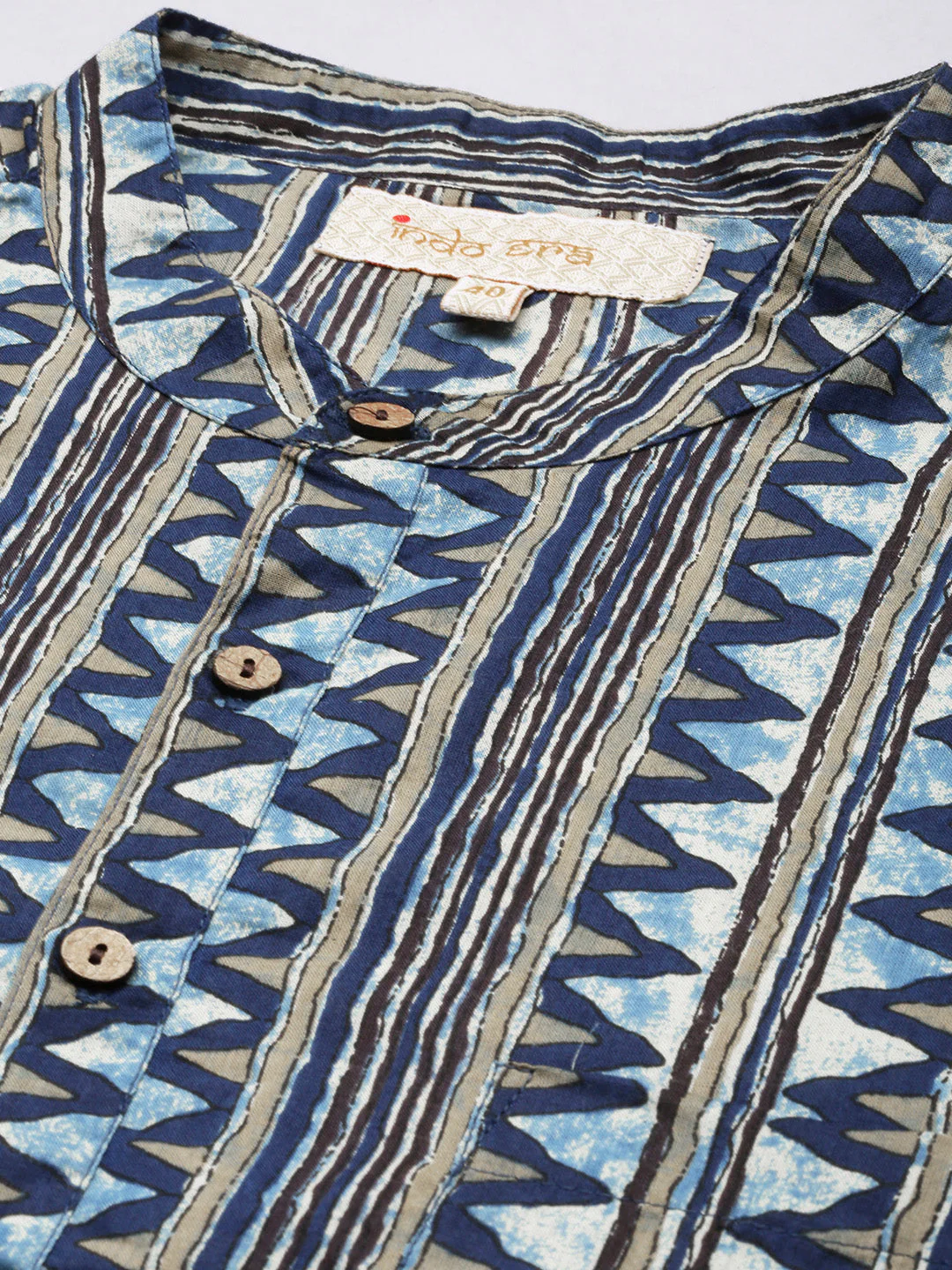 Indo Era Multicolored Chevron Cotton Straight Kurtas - Image 5