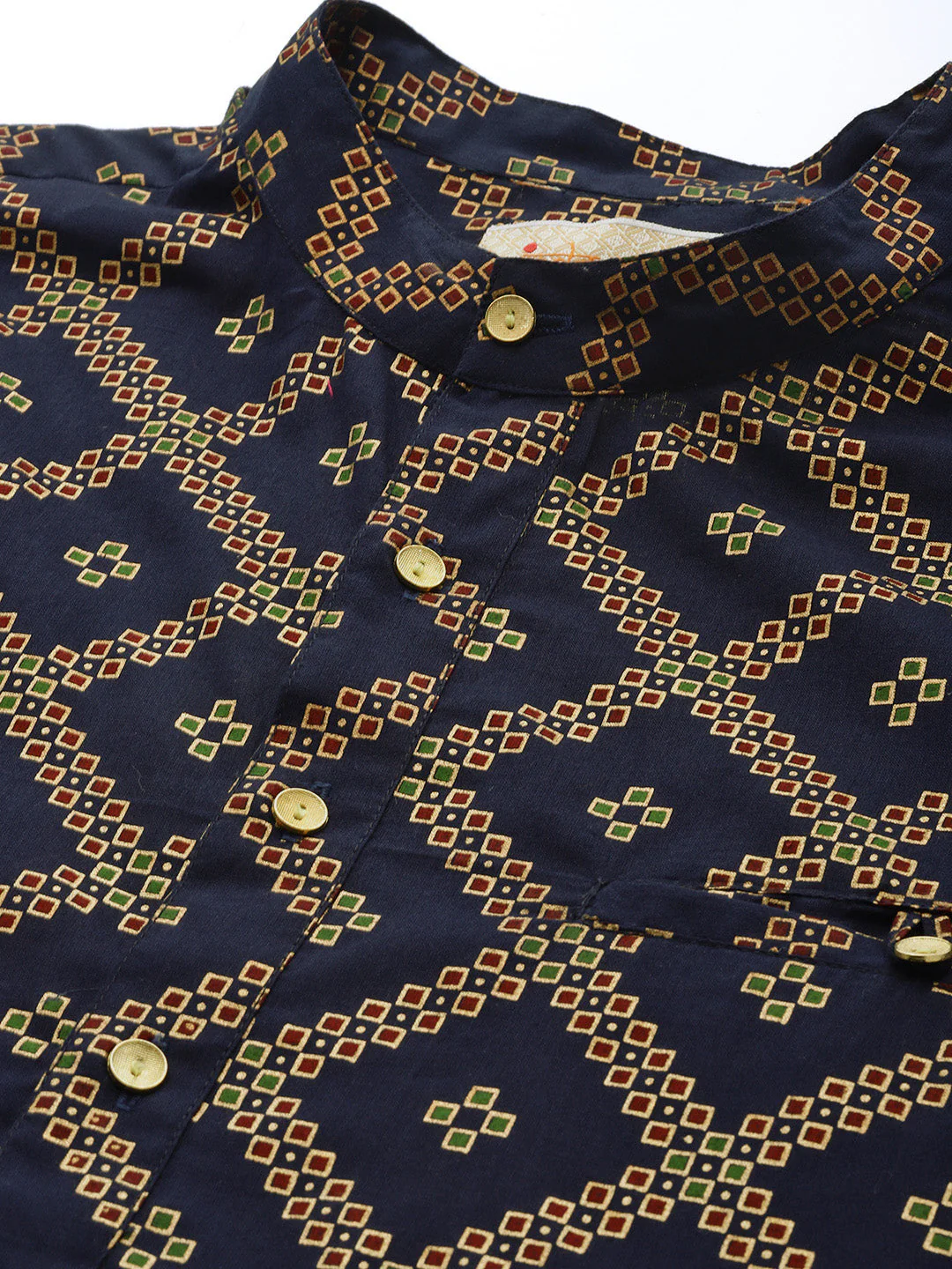 Indo Era Navy Blue Bandhani Cotton Straight Kurtas - Image 5