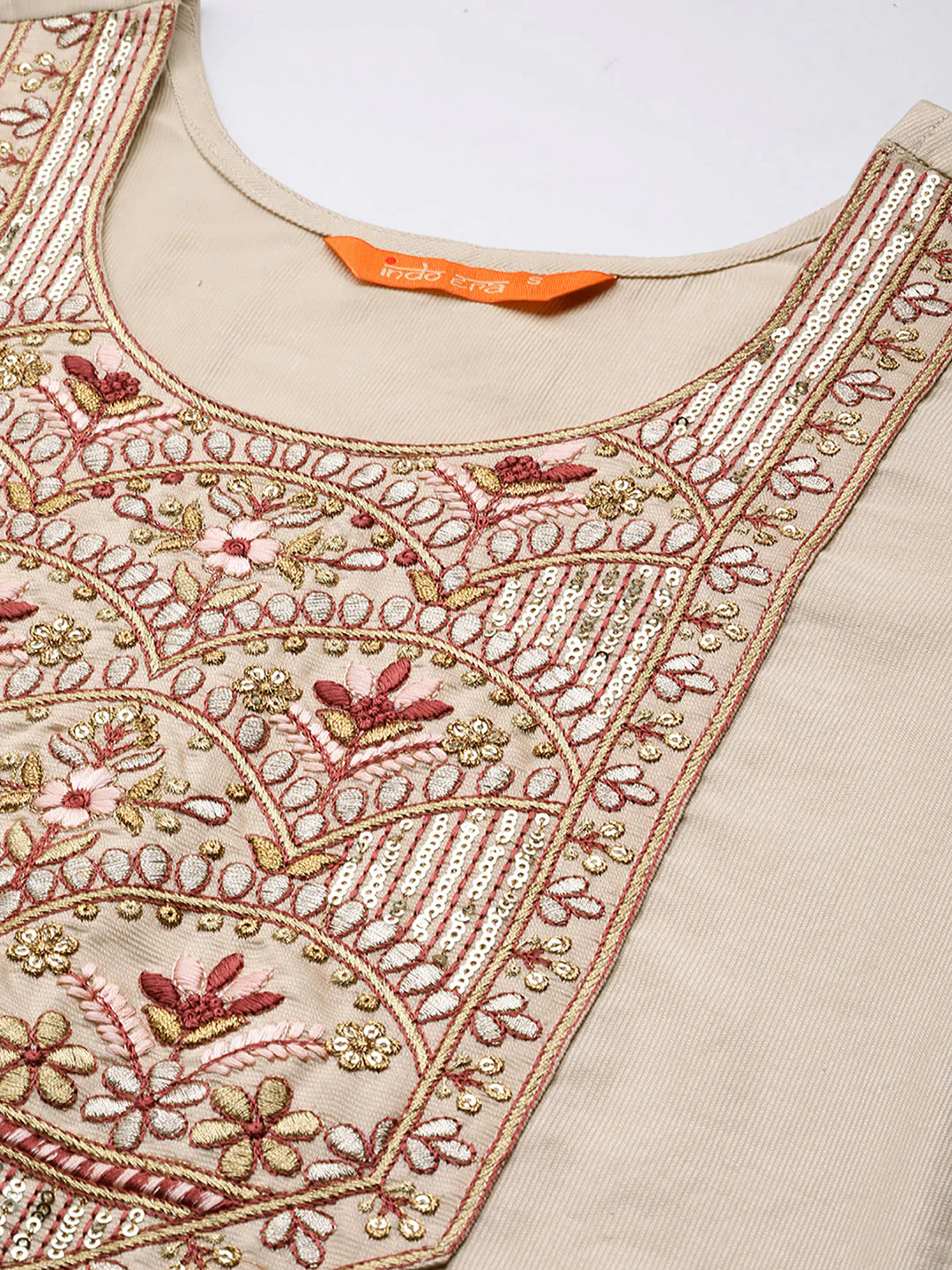 Indo Era Off White Embroidered Straight Kurta Palazzos With Dupatta Set - Image 6