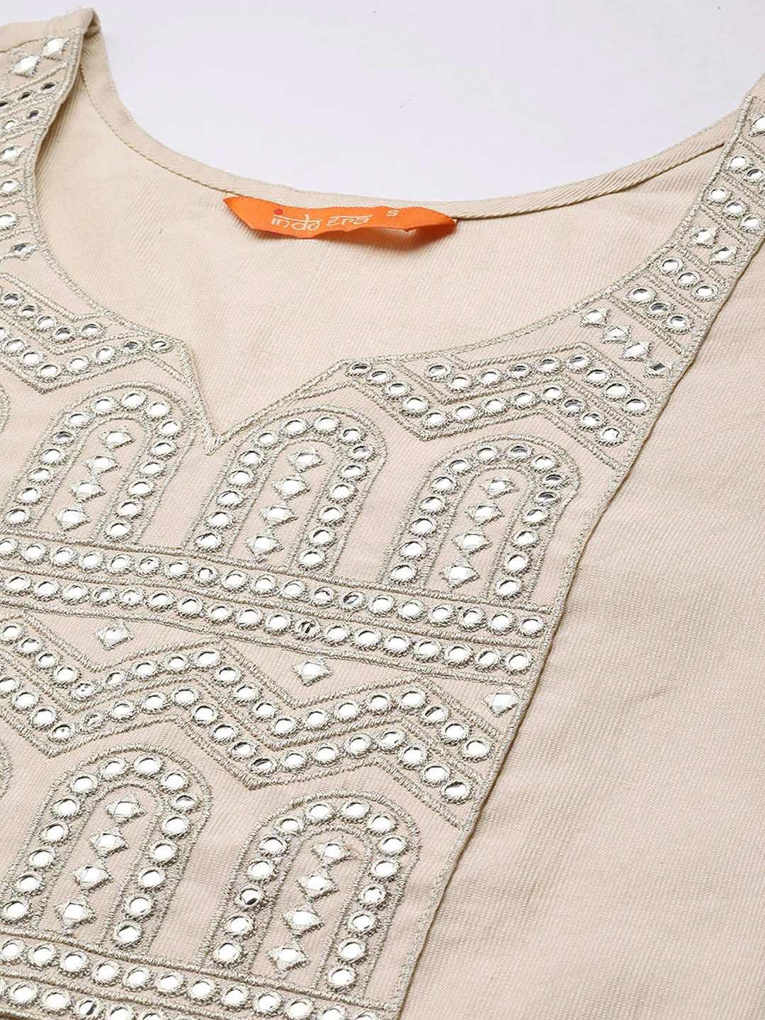 Indo Era Off White Embroidered Straight Kurta Trousers With Dupatta Set - Image 6