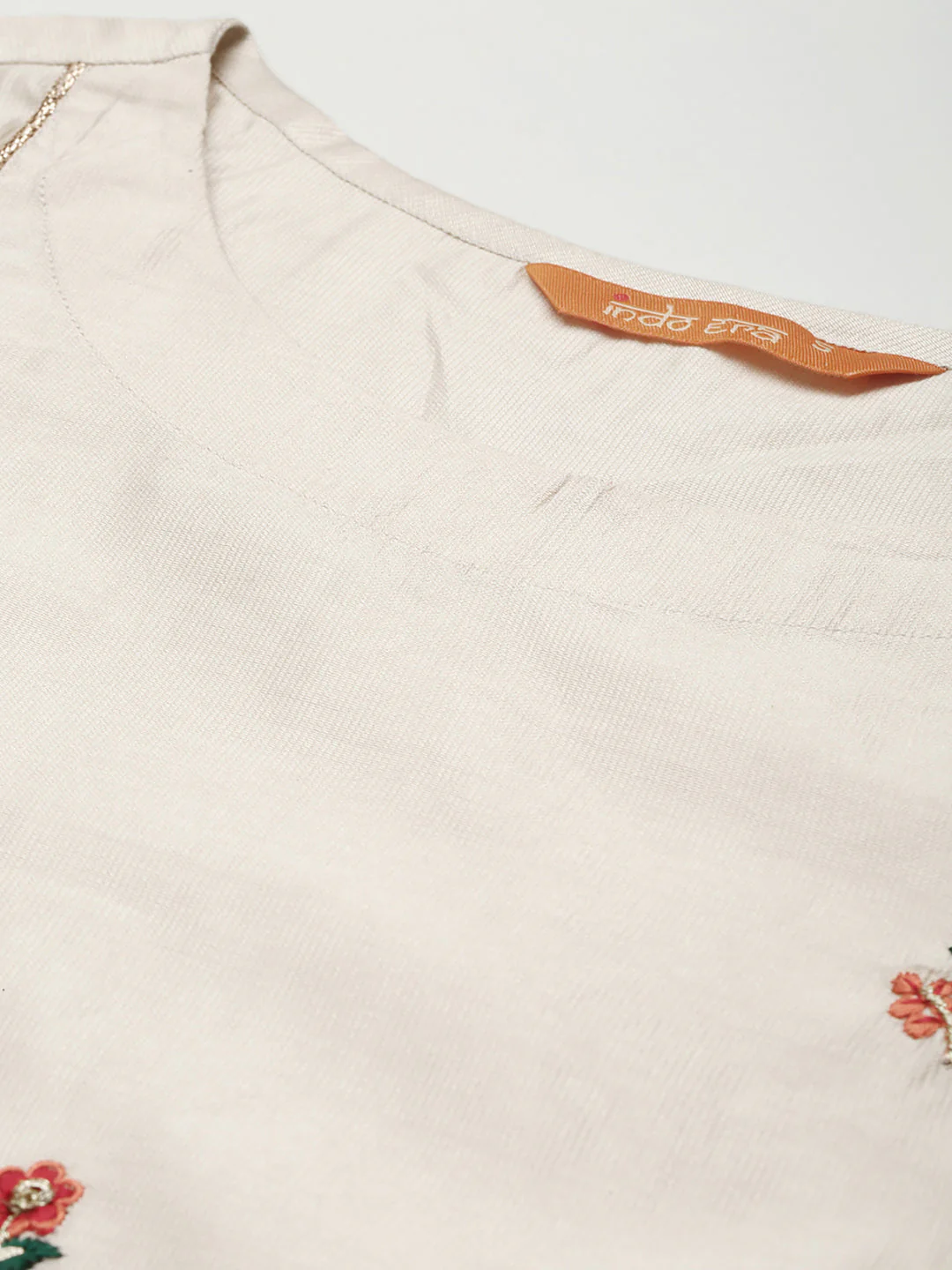 Indo Era Off White Floral Embroidered Straight Kurta Trouser With Dupatta Set - Image 6