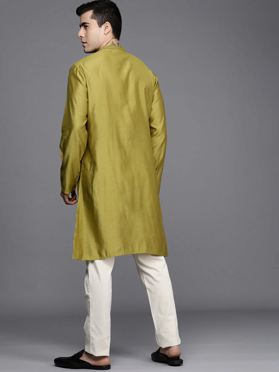 Indo Era Olive Embroidered Liva Straight Kurtas - Image 5