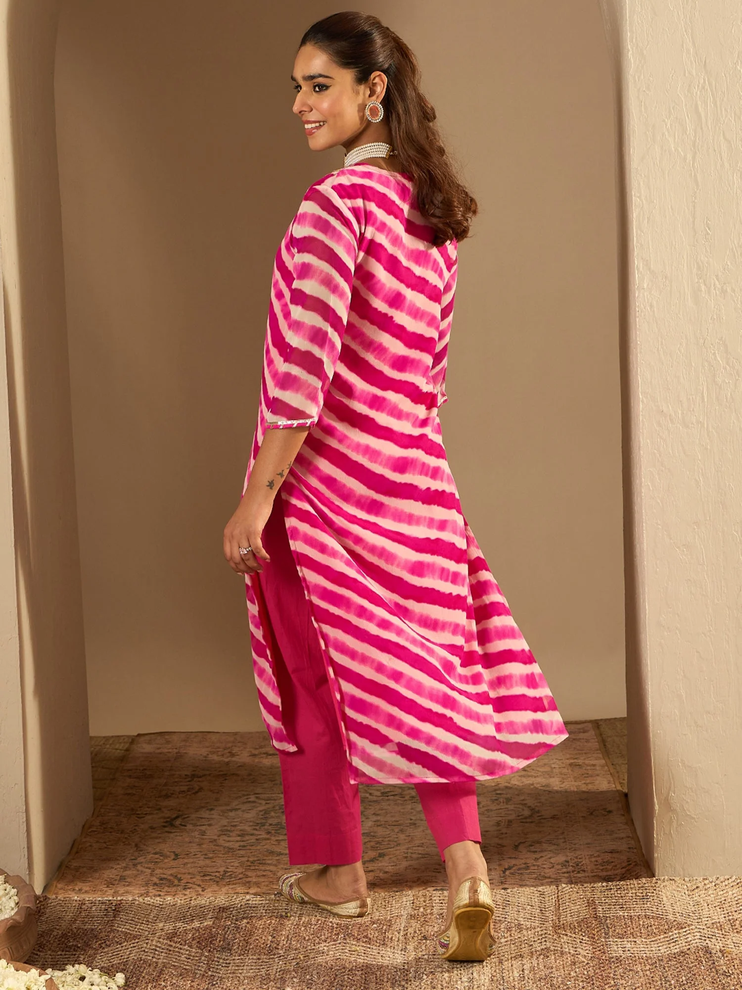 Indo Era Pink Embroidered Straight Kurtas - Image 3