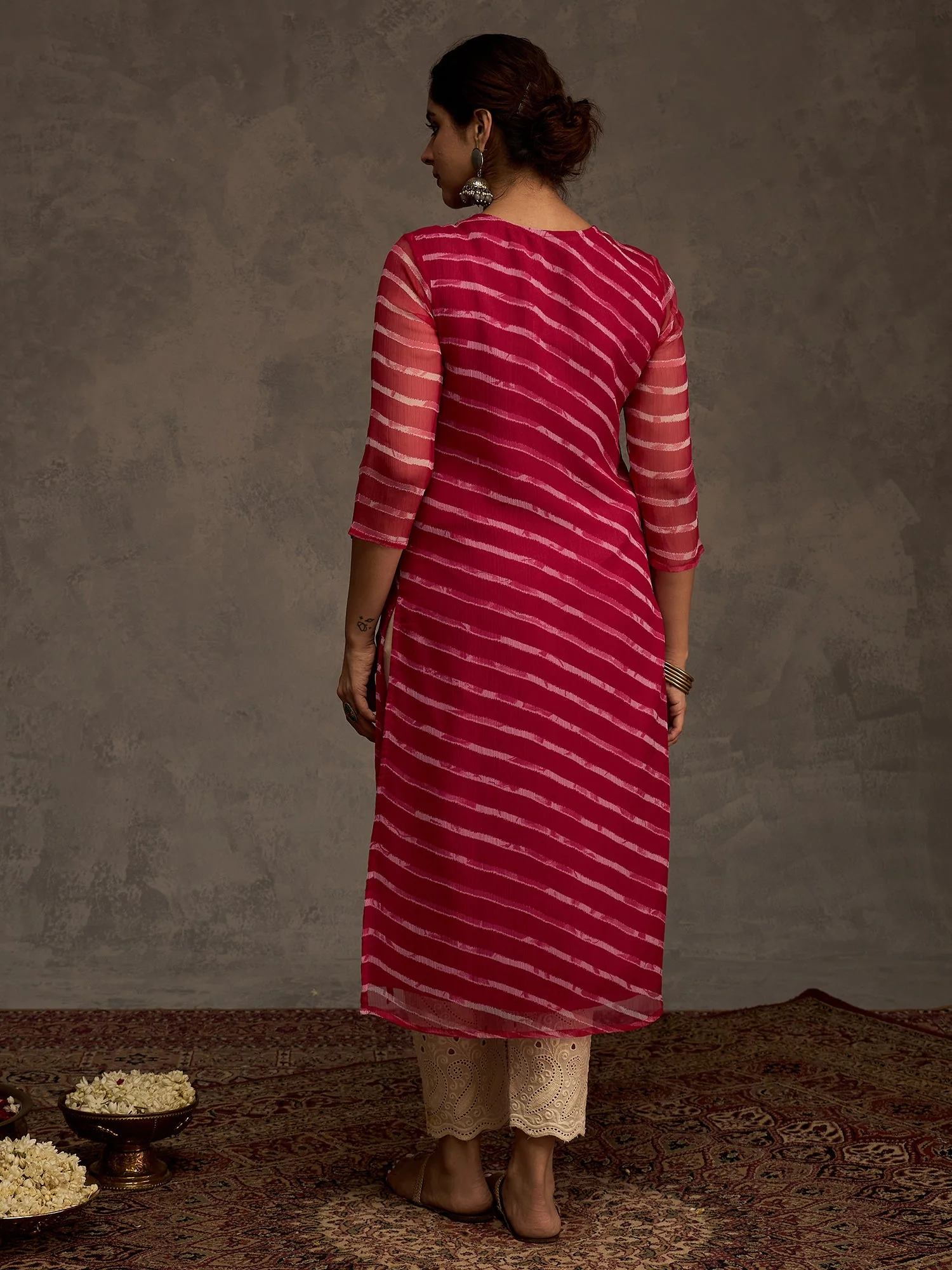 Indo Era Pink Printed Straight Kurtas - Image 4