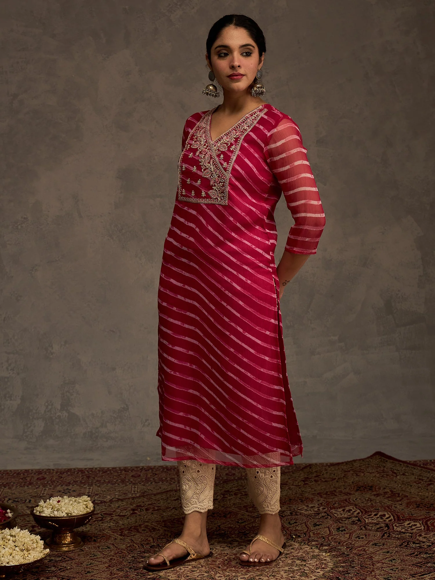 Indo Era Pink Printed Straight Kurtas - Image 5