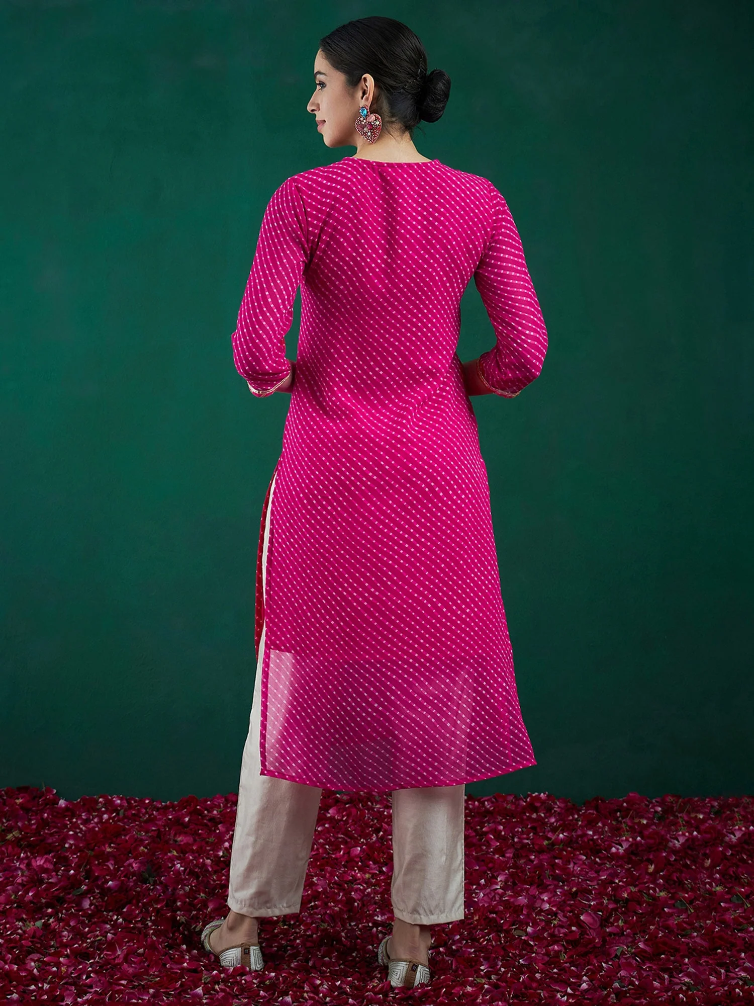 Pink Printed Straight Kurtas - Image 3