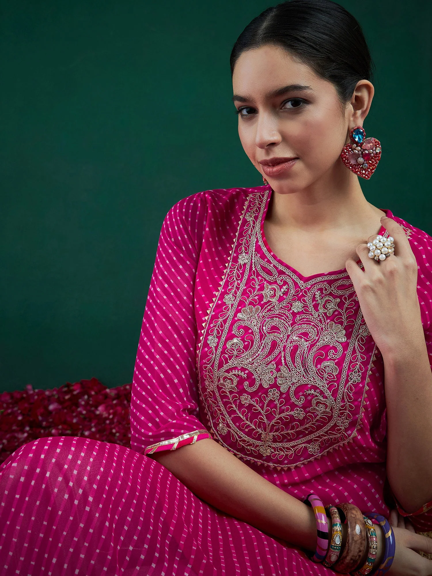 Pink Printed Straight Kurtas - Image 5
