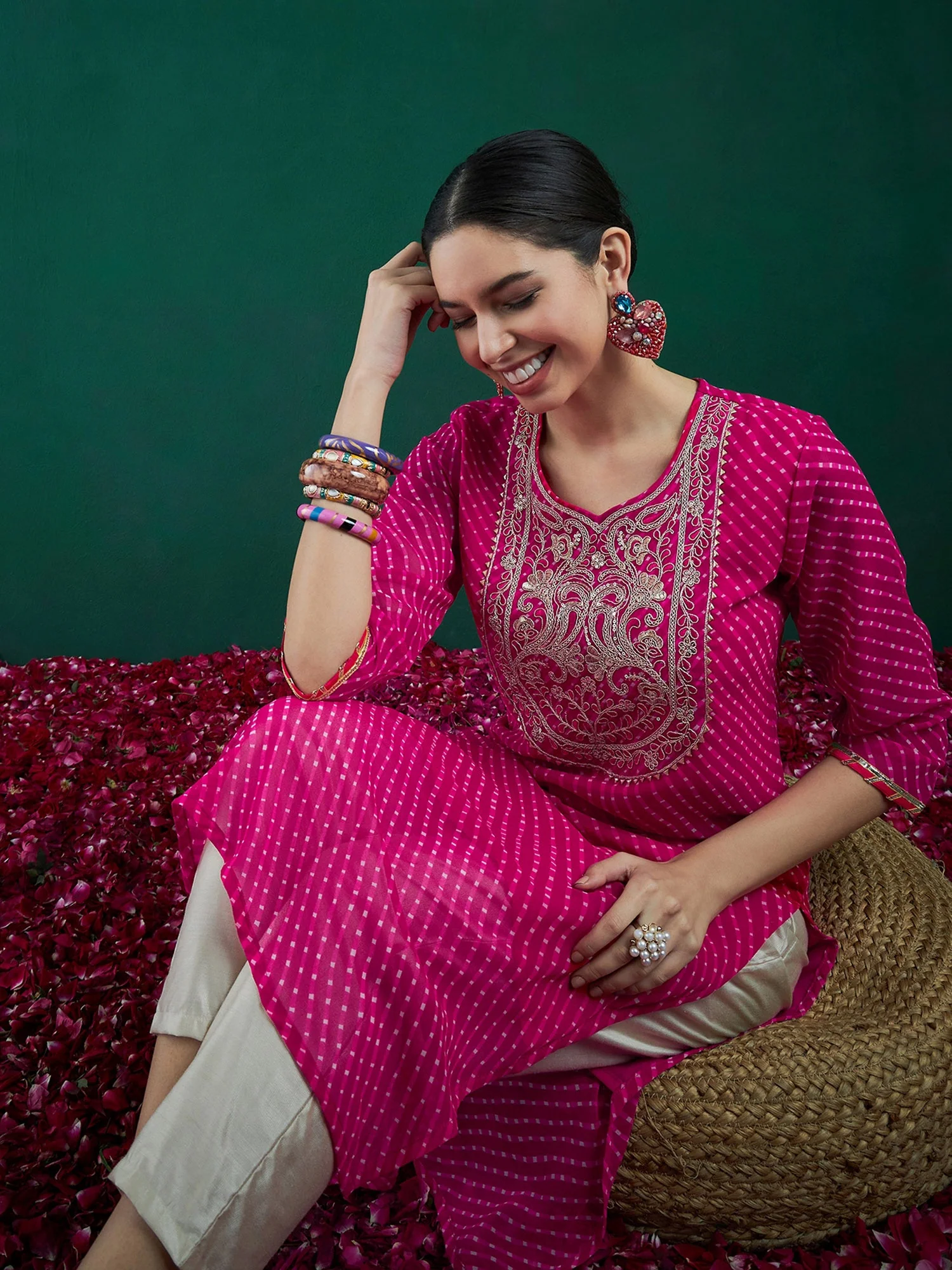 Pink Printed Straight Kurtas - Image 6