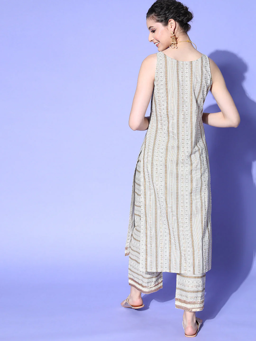 Indo Era Printed Straight Kurta Palazzos Set - Image 5