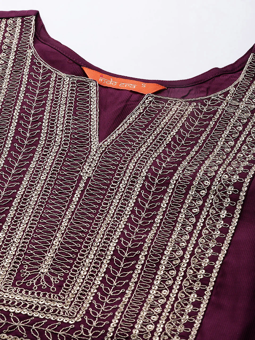 Indo Era Purple Embroidered A-line Kurta Trouser With Dupatta Set - Image 6