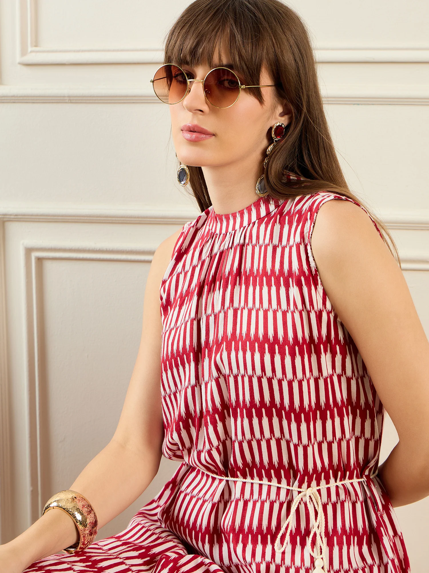 Indo Era Red Printed A-line Kurta - Image 4