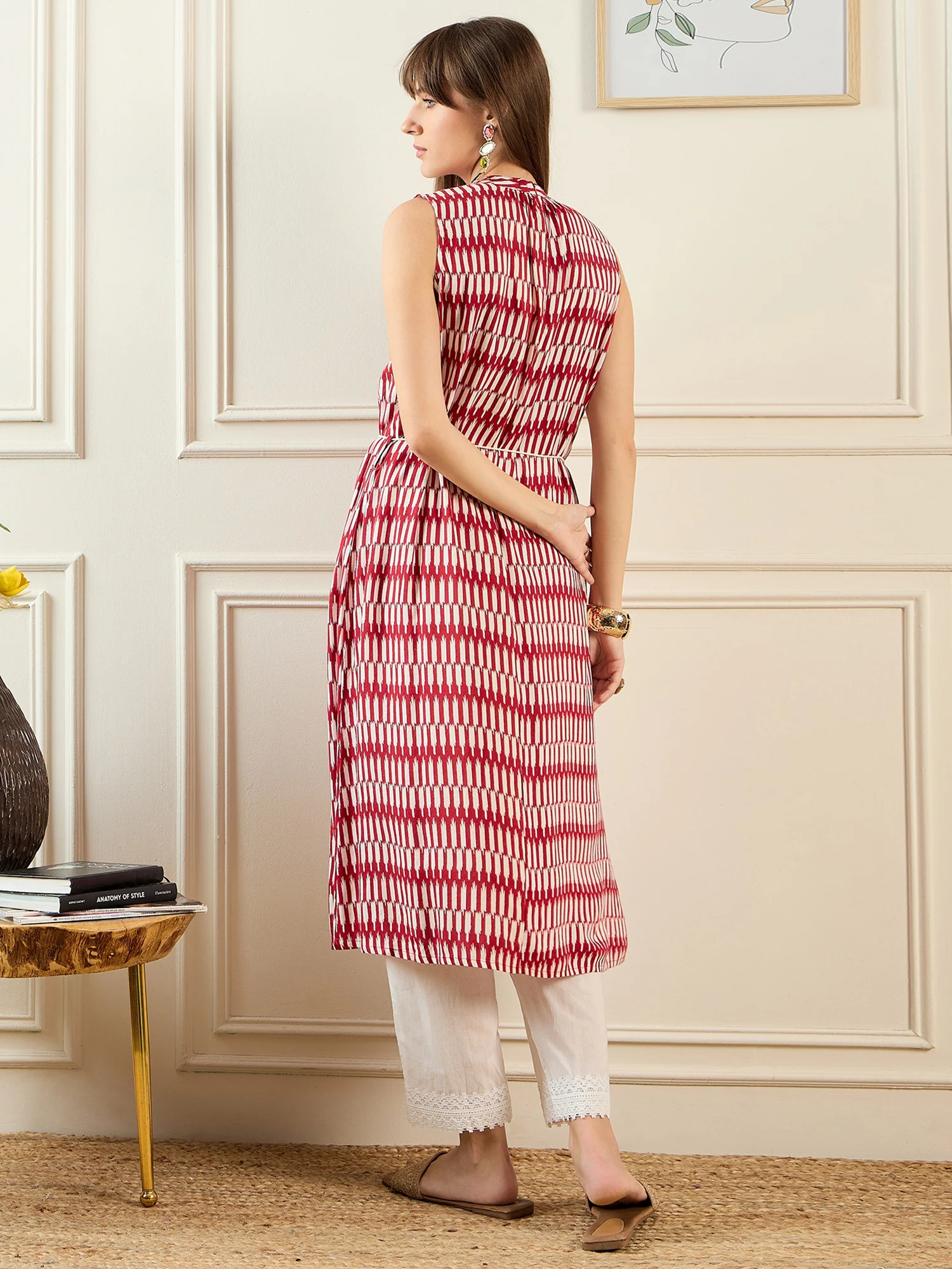 Indo Era Red Printed A-line Kurta - Image 5