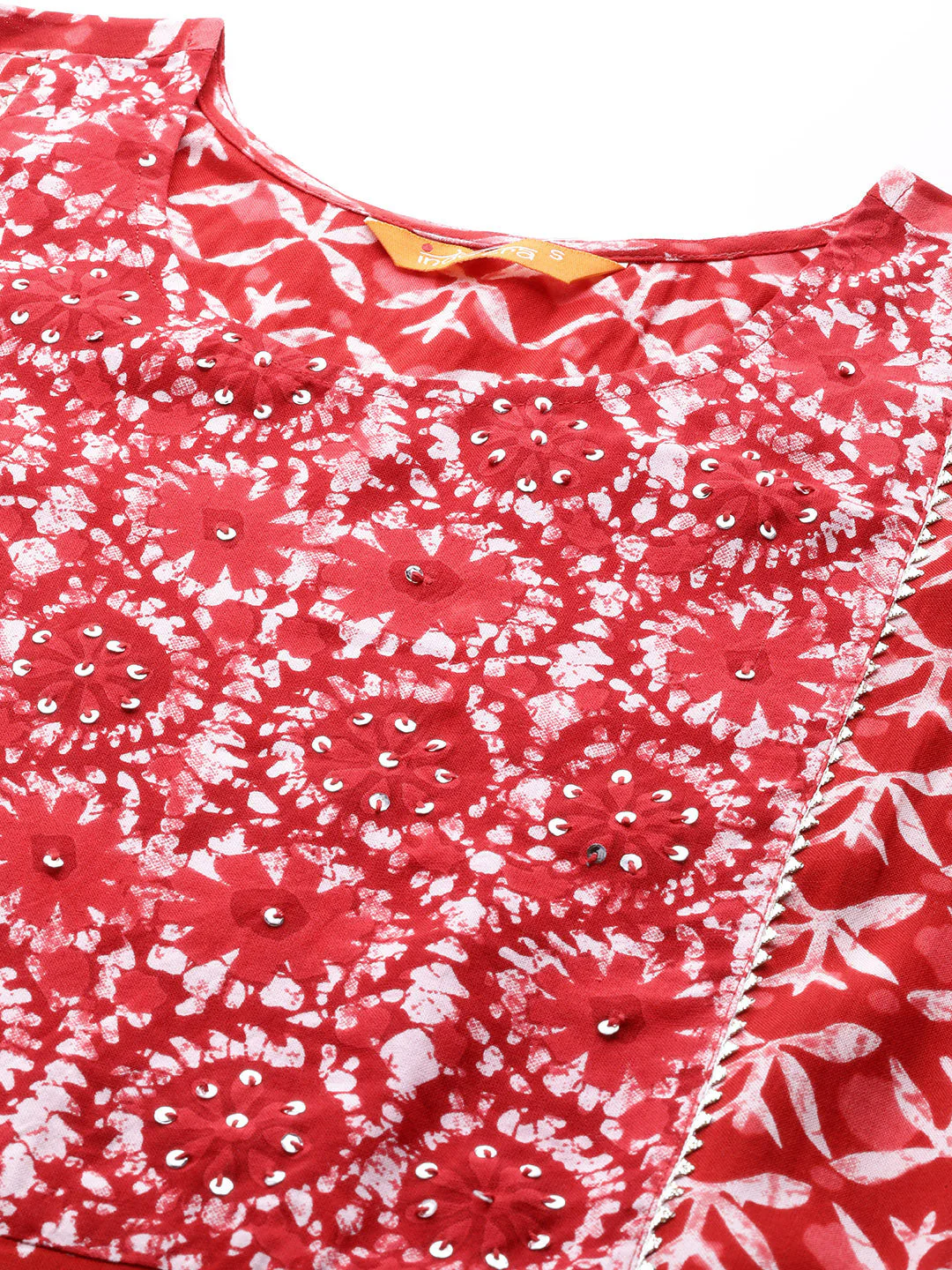 Indo Era Red Printed A-line Kurta - Image 5