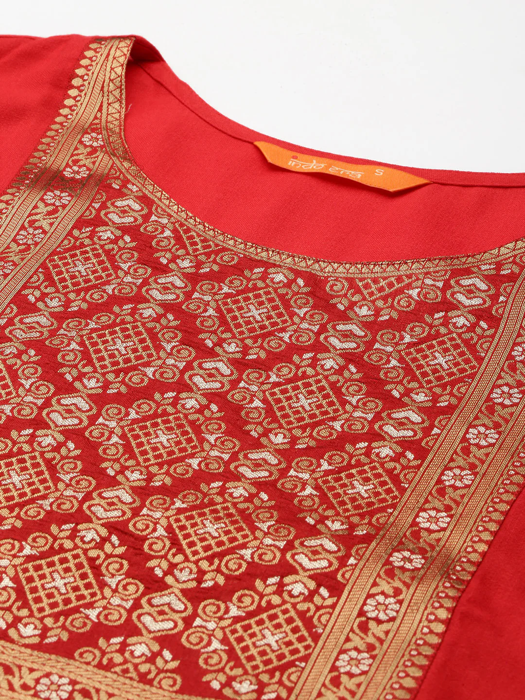 Indo Era Red Solid Straight Kurta - Image 6