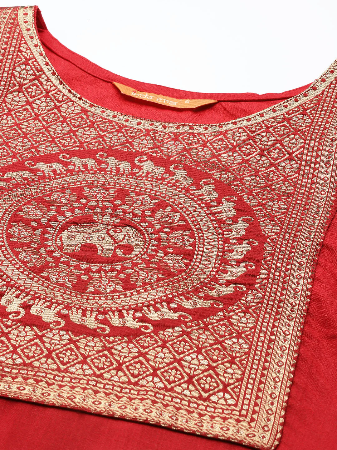 Indo Era Red Solid Straight Kurta - Image 5