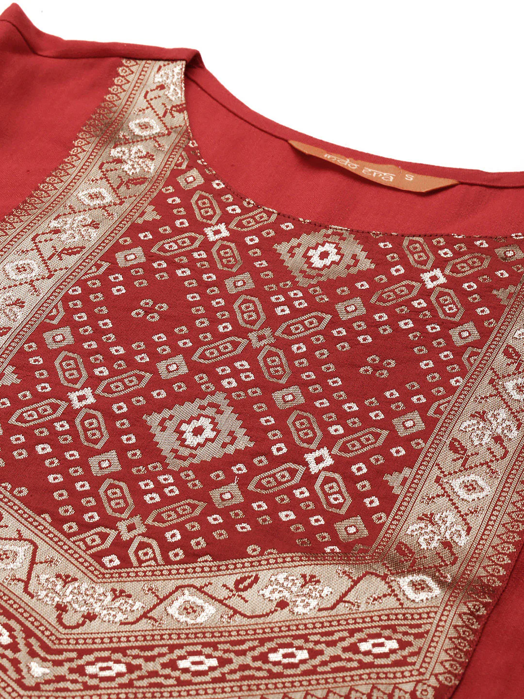 Indo Era Red Solid Straight Kurta - Image 6