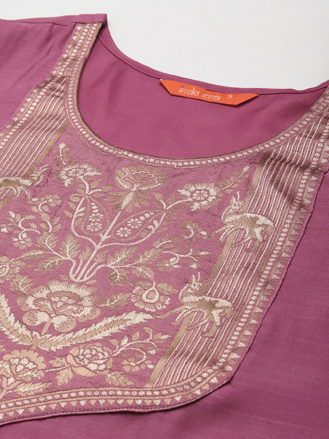 Indo Era Solid Pink Straight Kurta Palazzo With Dupatta Set - Image 6