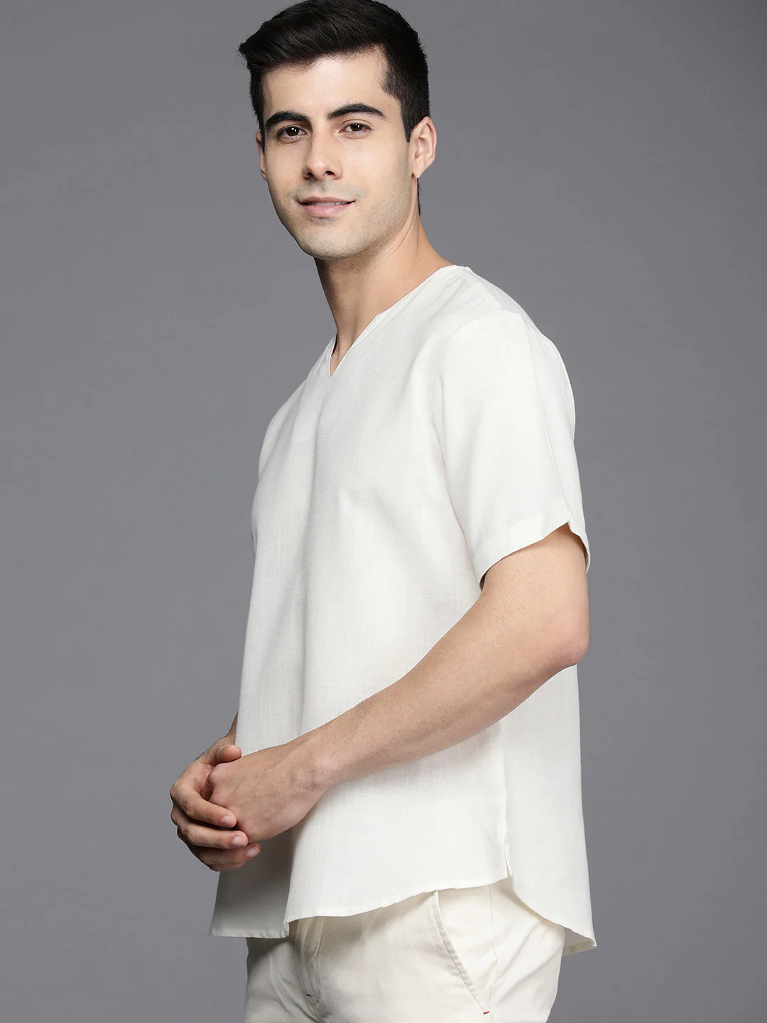 Indo Era White Plain Cotton Blend Straight Kurtas - Image 3