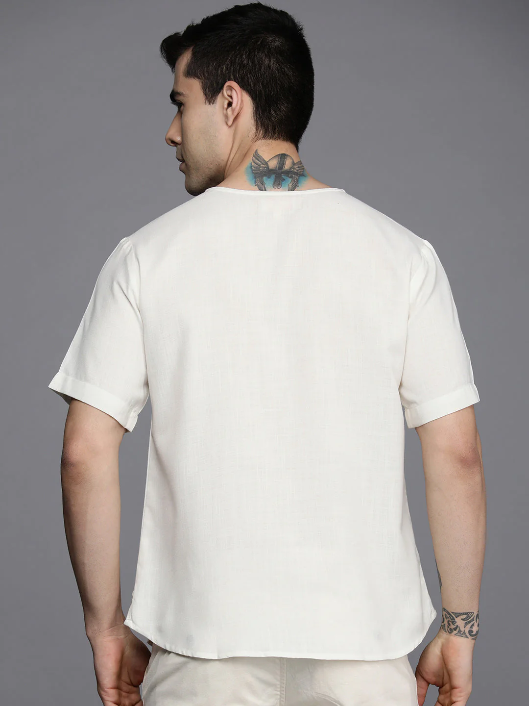 Indo Era White Plain Cotton Blend Straight Kurtas - Image 5
