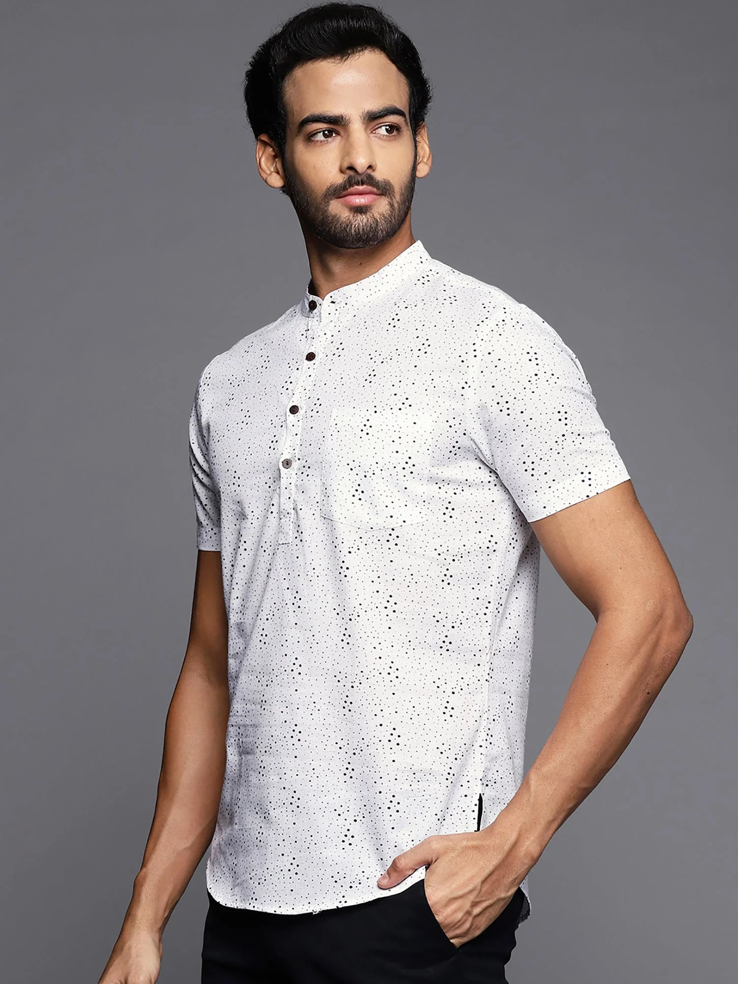 Indo Era White Polka Dots Liva Straight Kurtas - Image 3