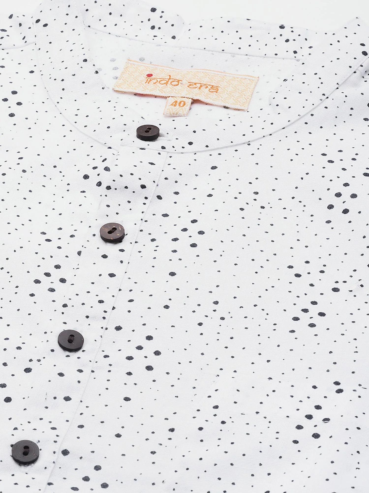 Indo Era White Polka Dots Liva Straight Kurtas - Image 5