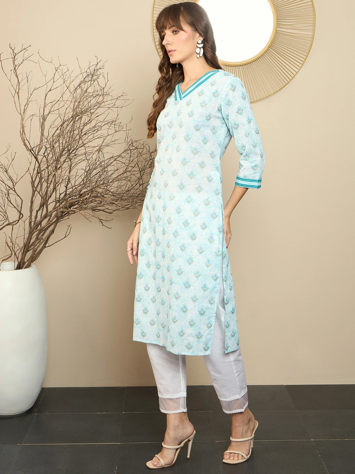 Indo Era White Printed Straight Kurtas - Image 3